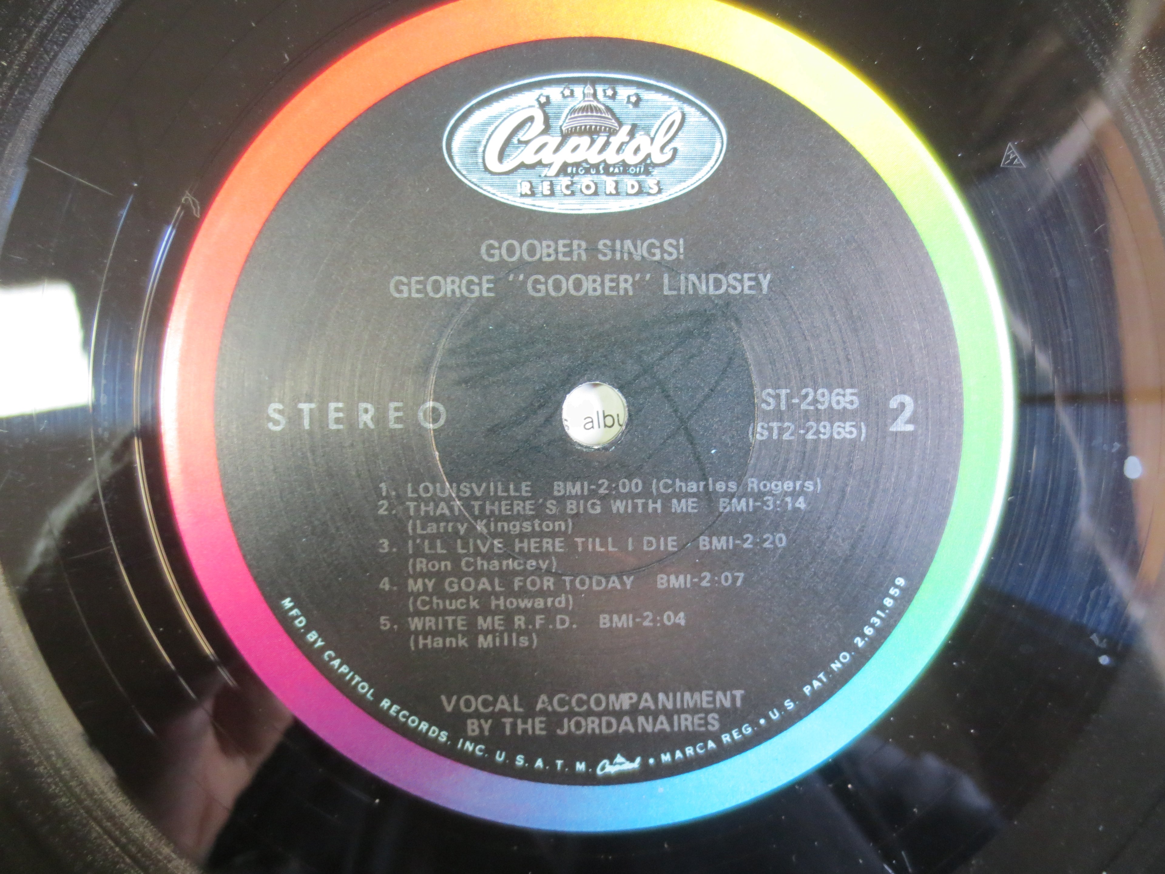 GOOBER SINGS! - George Lindsay, Vintage Album, 1968 Record, Vinyl Lp