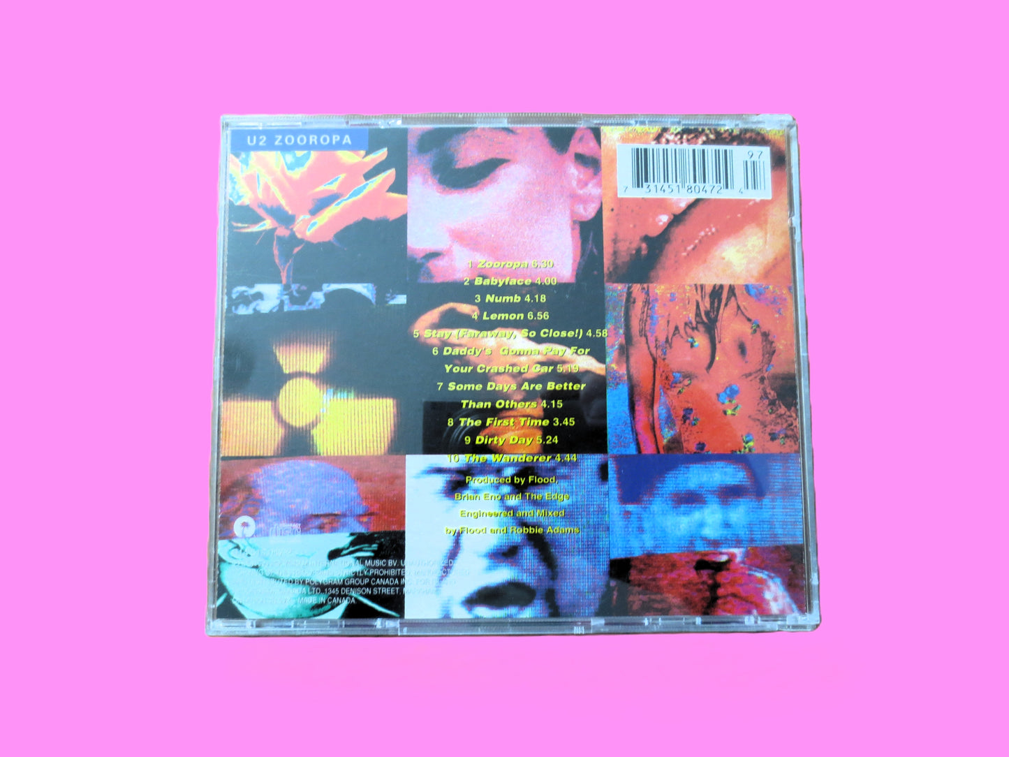 U2, ZOOROPA, Rock Album, 1993 Compact Disc, Vintage Cd