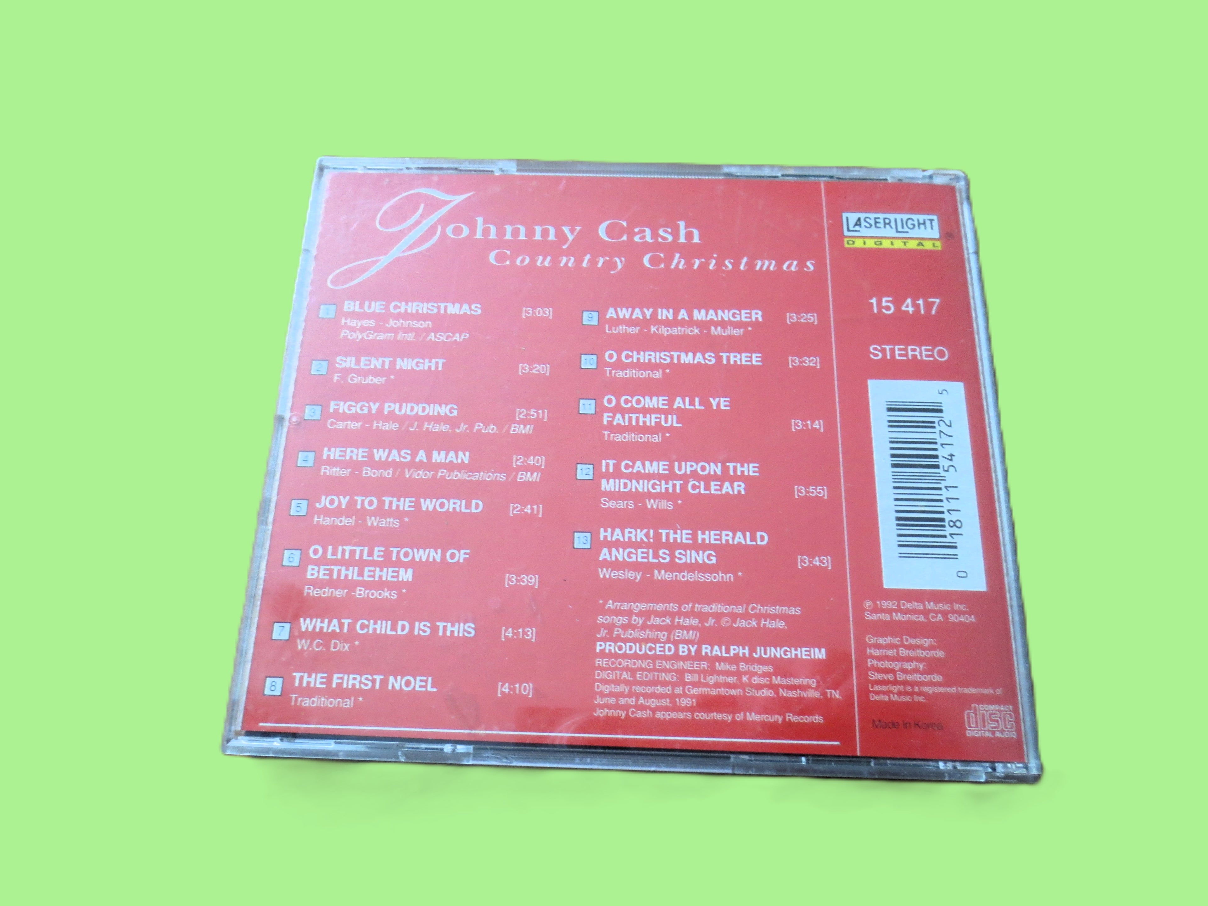 JOHNNY CASH, Country Christmas, 1992 Compact Disc, Vintage Cd