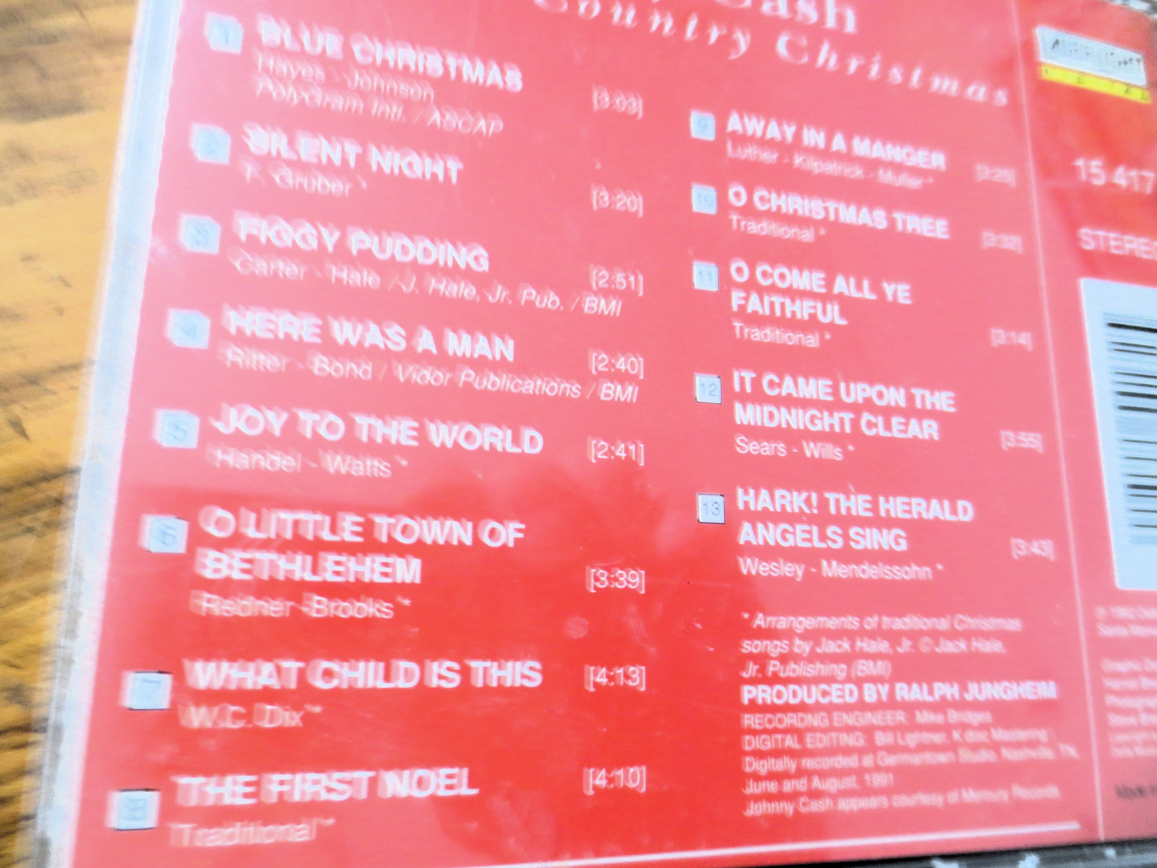 JOHNNY CASH, Country Christmas, 1992 Compact Disc, Vintage Cd