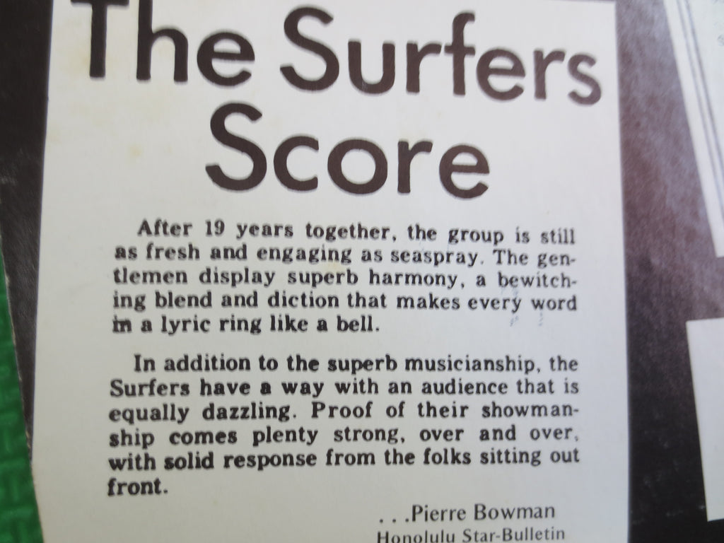 The SURFERS, LIVE, AUTOGRAPGHED, The Surfers Record, The Surfers Album, The Surfers Lp, Pop Music Record, 60s Music Record, 1978 Records