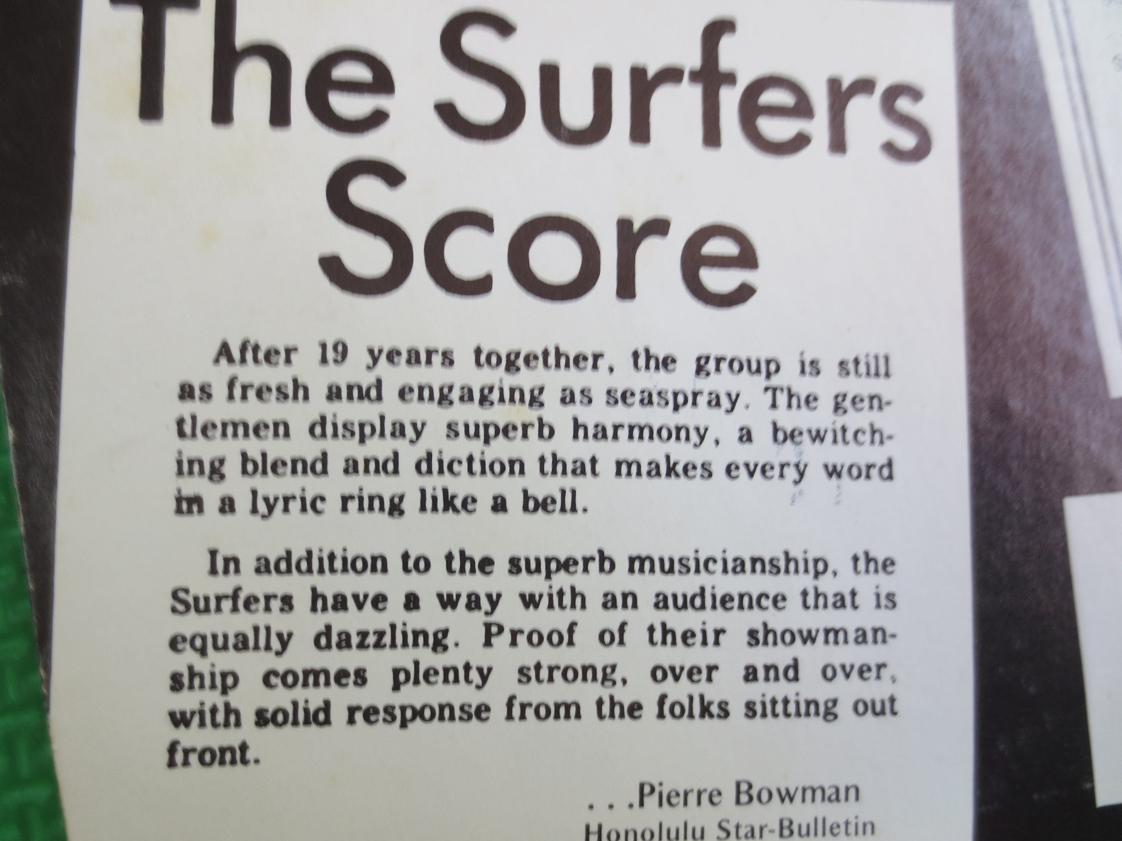 The SURFERS, LIVE, AUTOGRAPGHED, The Surfers Record, The Surfers Album, The Surfers Lp, Pop Music Record, 60s Music Record, 1978 Records