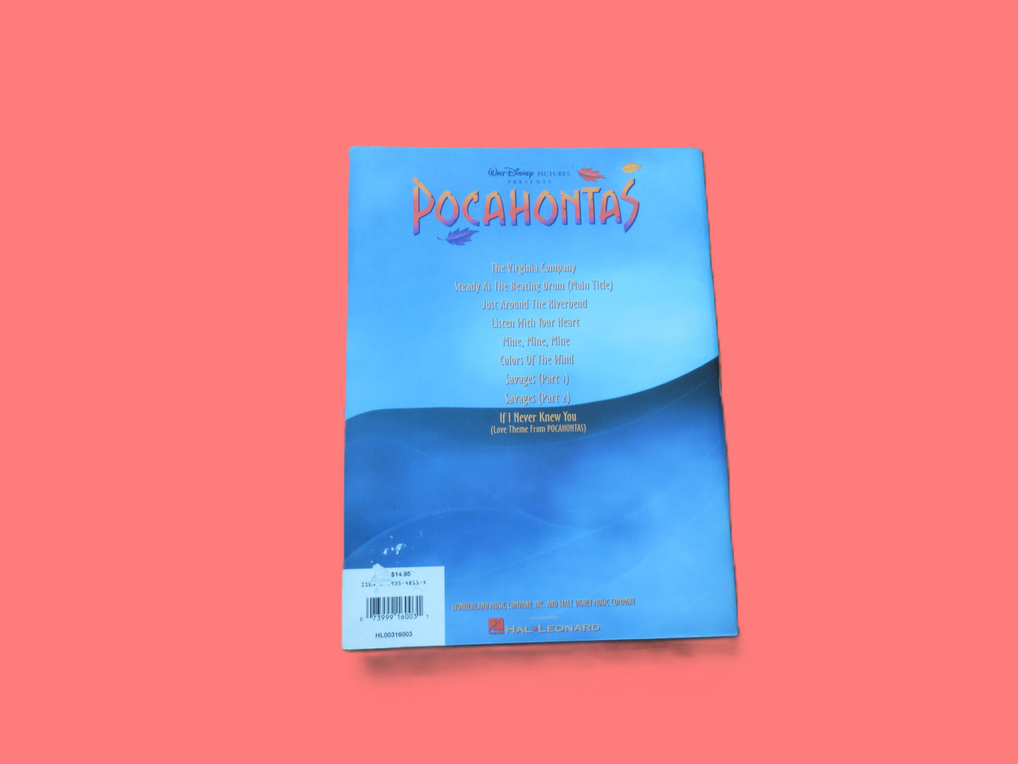 POCAHONTAS, SHEET MUSIC, Disney Songbook, Vintage 1995 Songbook