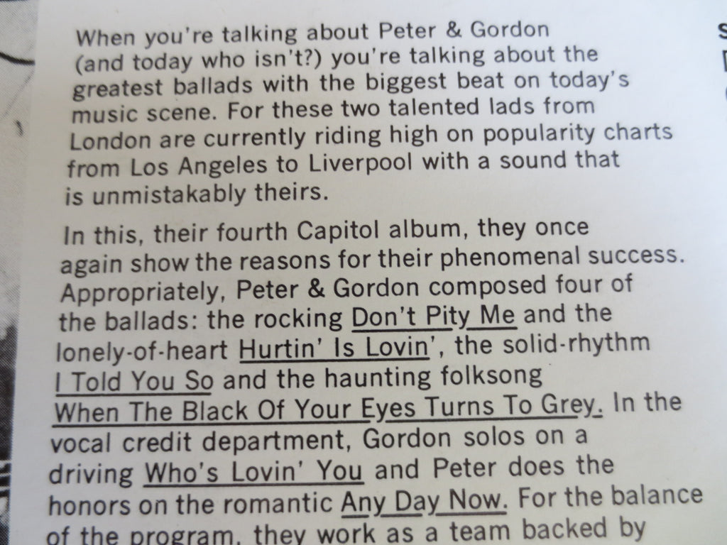 Peter & Gordon – True Love Ways (1965) Vinyl LP