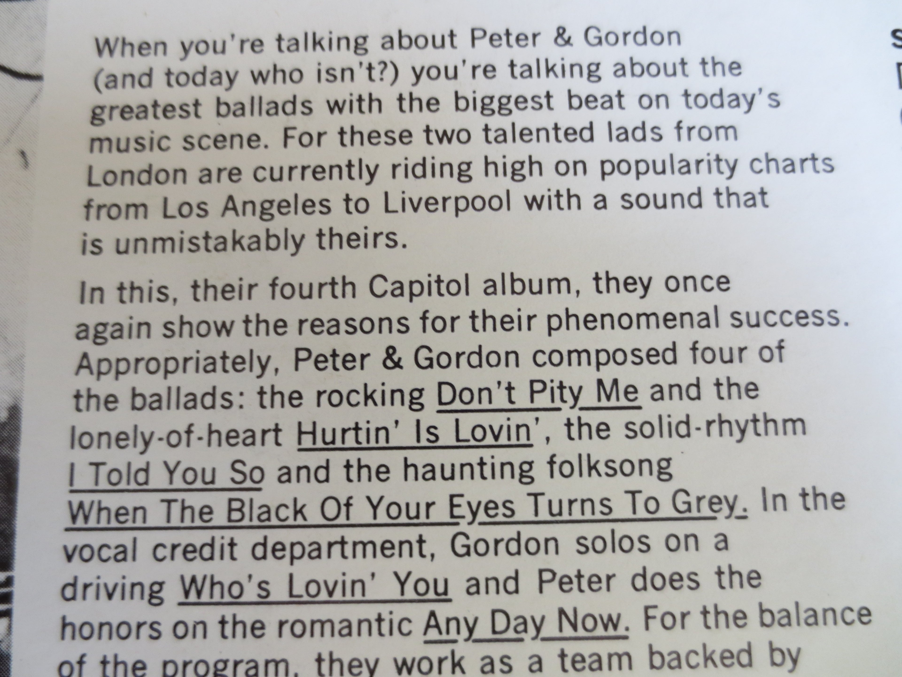 Peter & Gordon – True Love Ways (1965) Vinyl LP