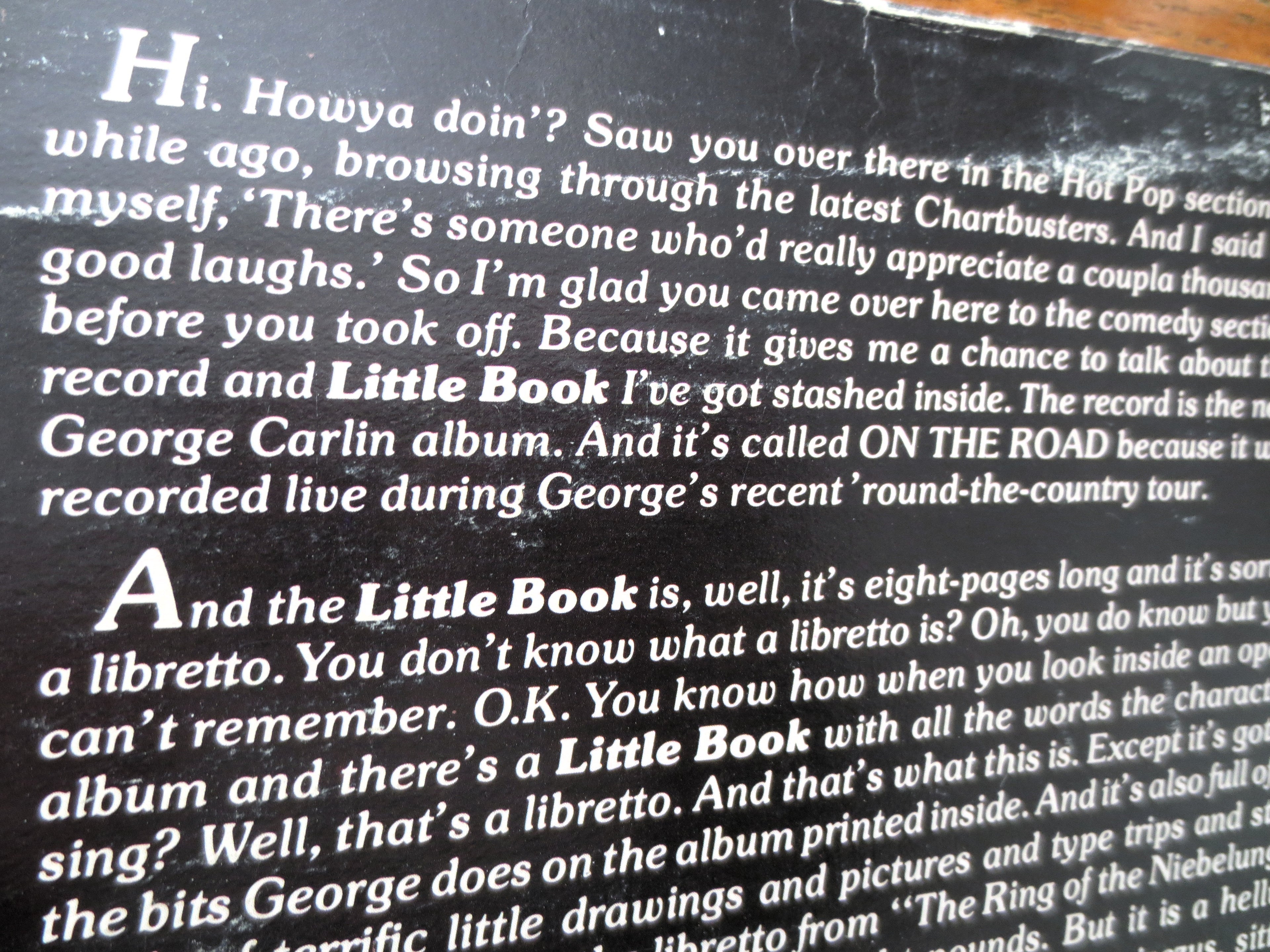 GEORGE CARLIN, On The ROAD, Vintage Comedy Album, 1977 Record, Vinyl Lp