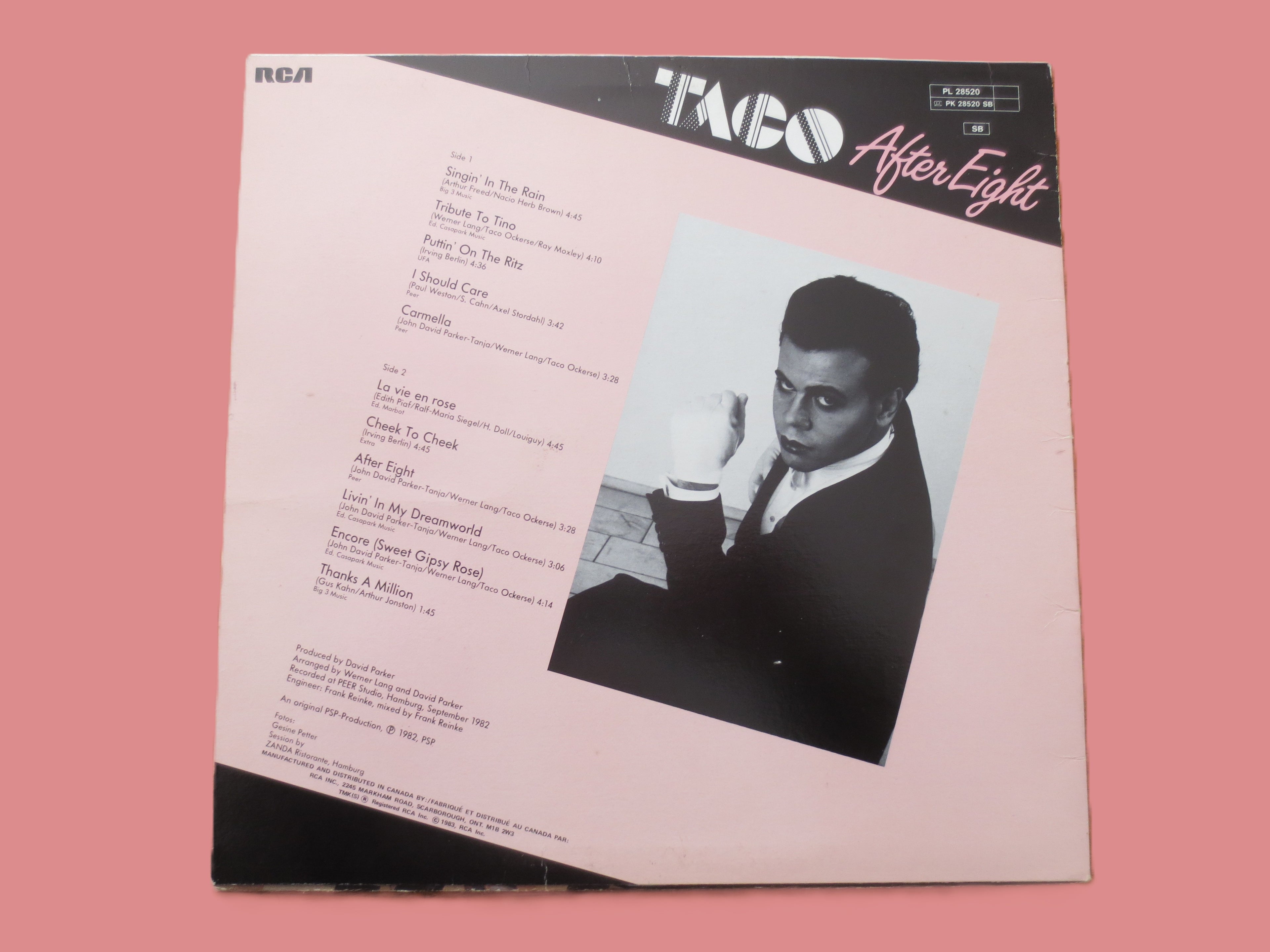 TACO, AFTER EIGHT, Vintage Album, 1982 Record, Vinyl Lp