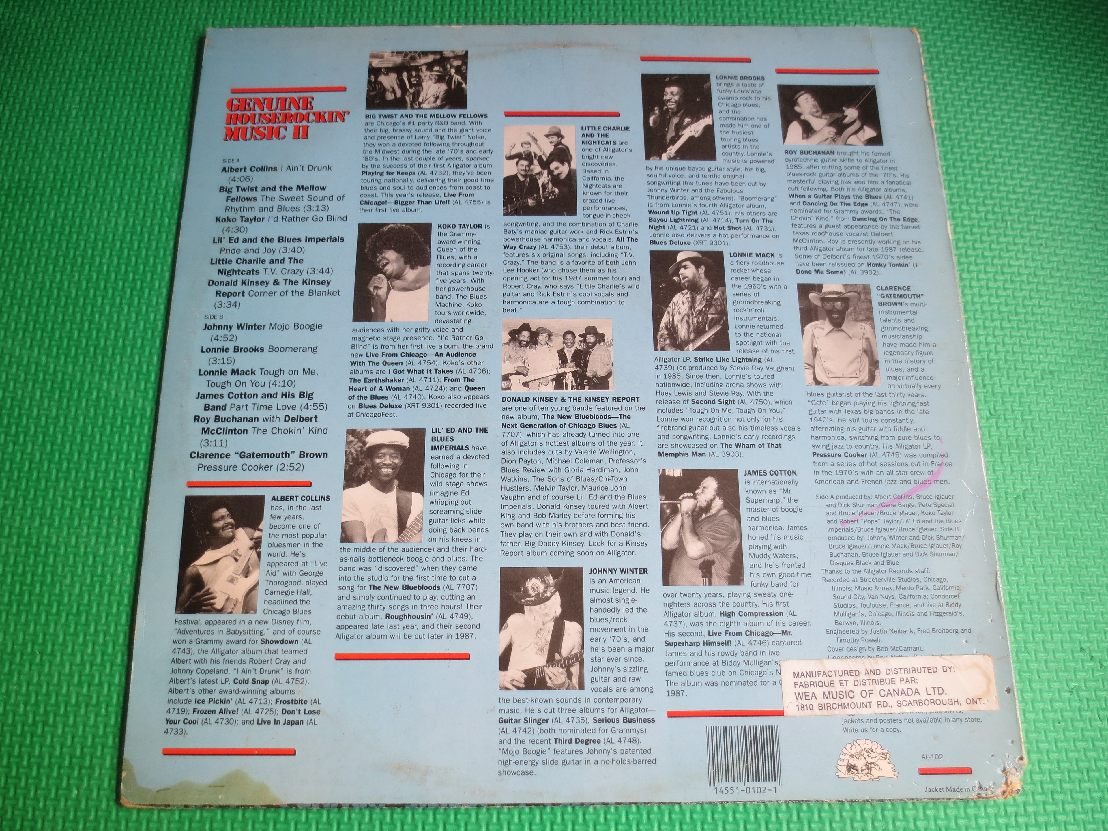 GENUINE HOUSEROCKIN' Music, BLUES Record, Lonnie Mack Record, Koko Taylor Record, James Cotton Record, Blues Album, Blues Lp, 1987 Records