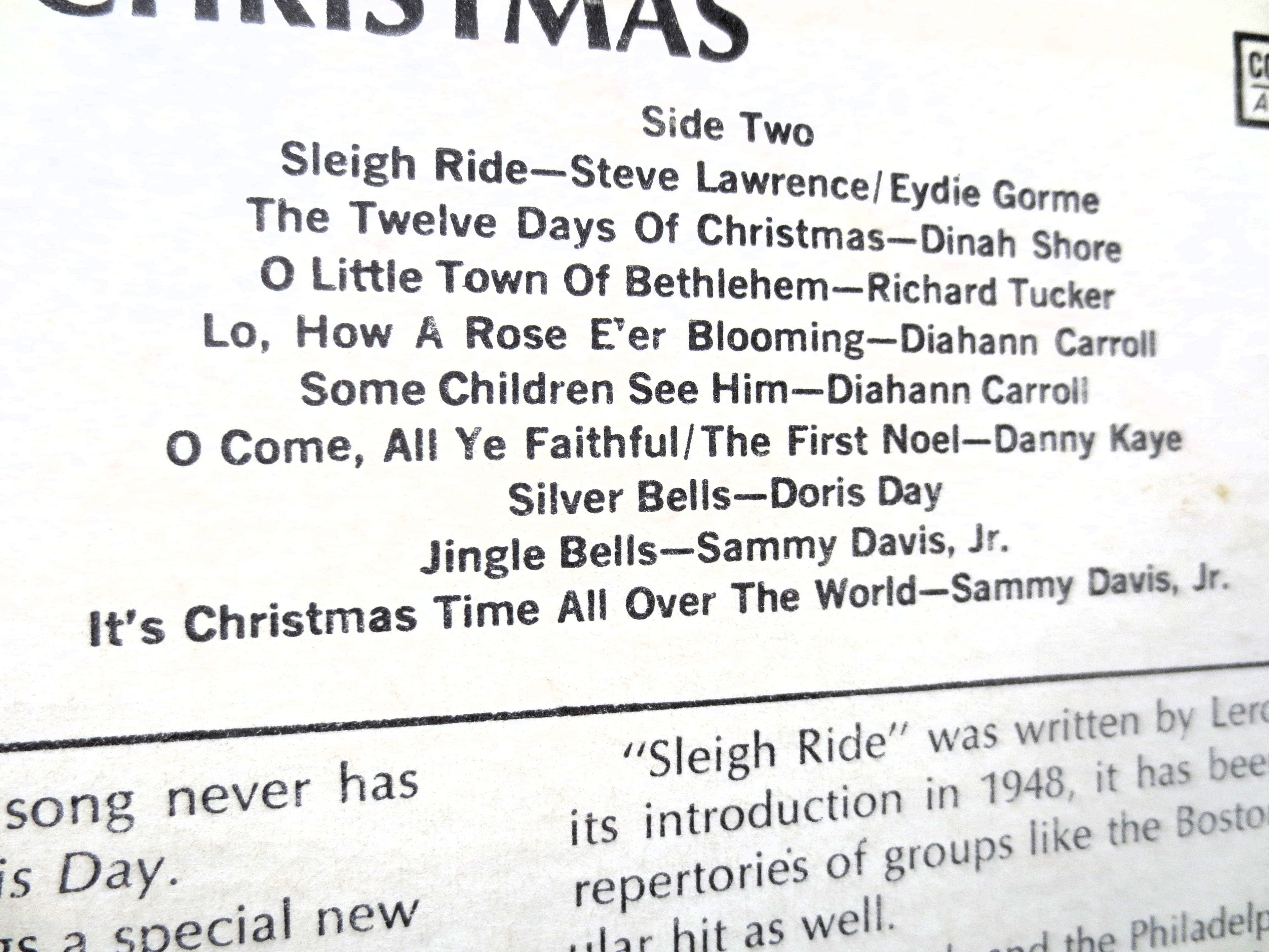GREAT SONGS of CHRISTMAS, Album 5, Vintage Album, 1966 Records, Vinyl Lp, 007