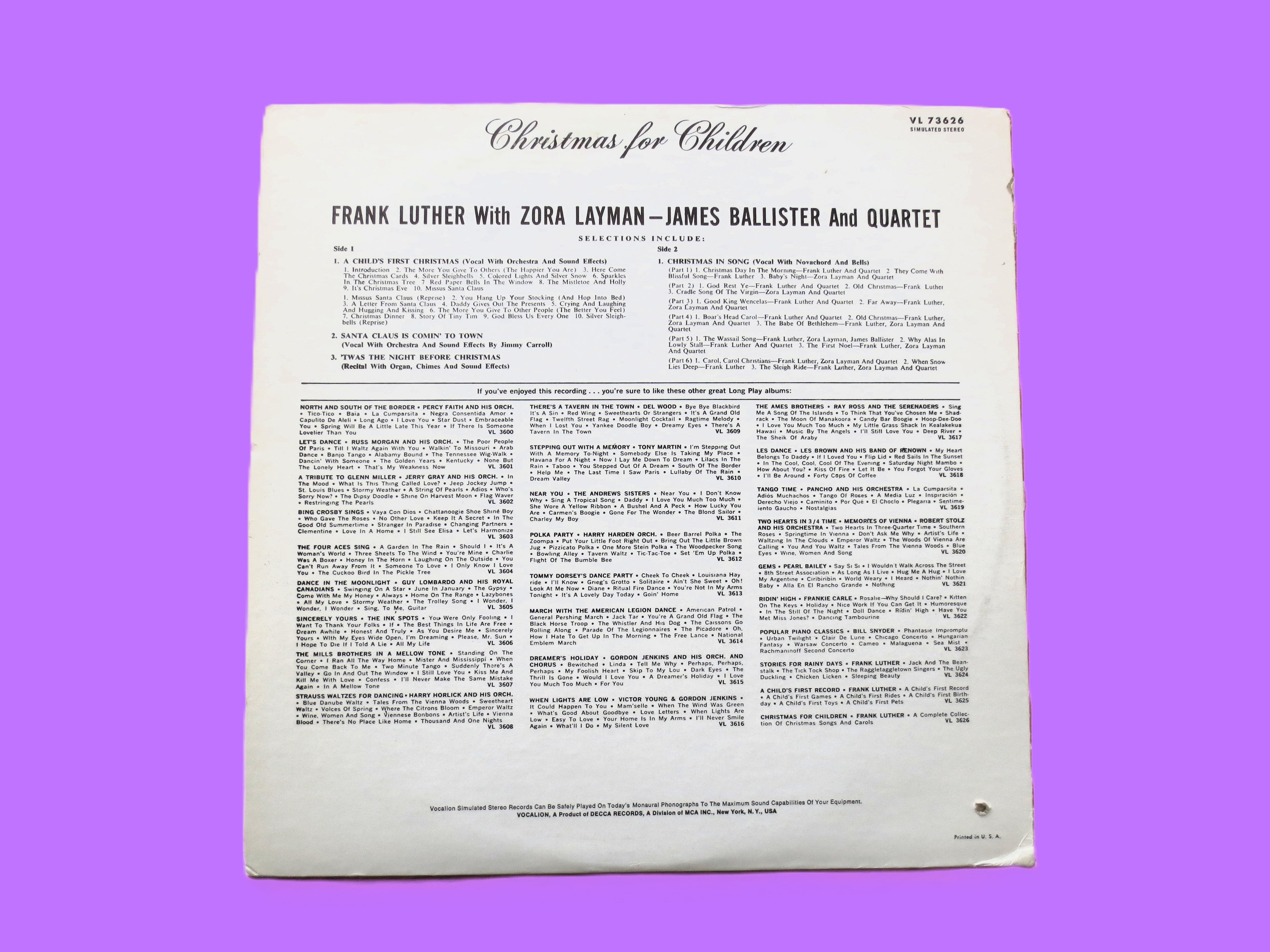 CHRISTMAS For CHILDREN, Vintage CHRISTMAS Album, 1958 Record, Vinyl Lp