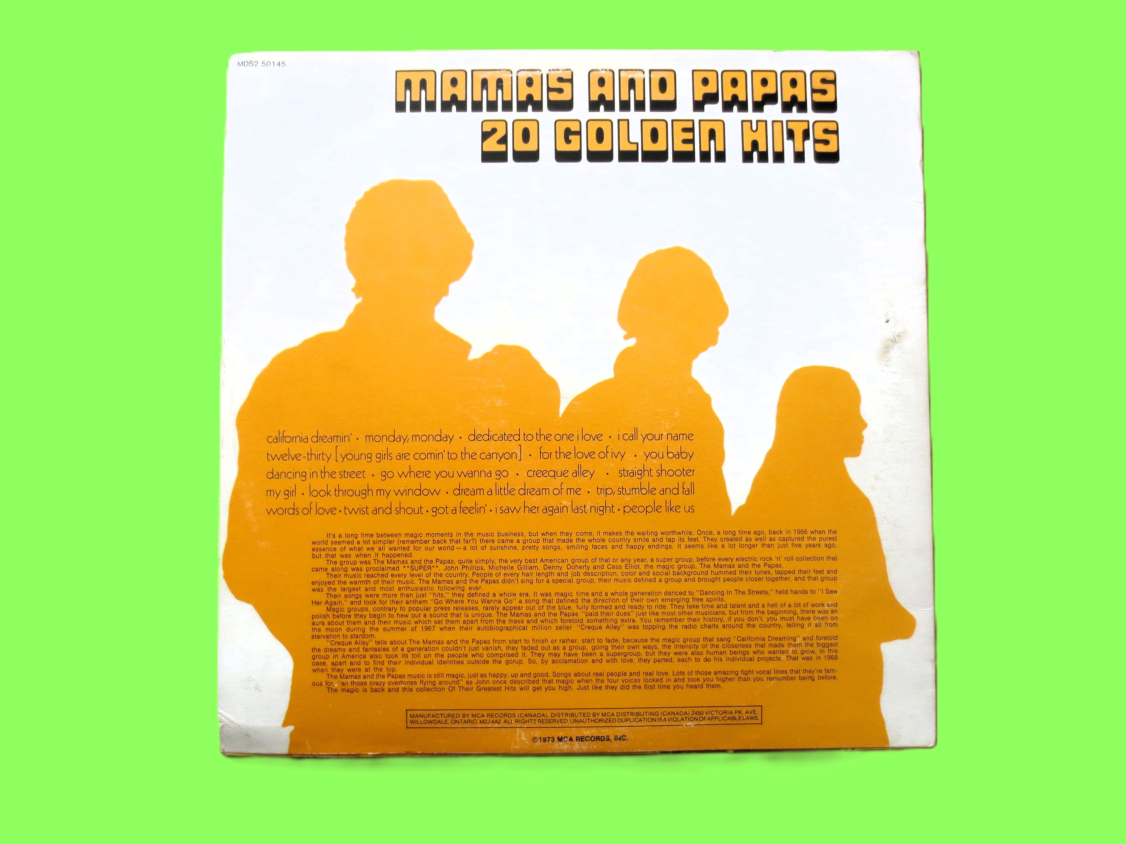 The MAMAS and the PAPAS, 20 GOLDEN Hits, 2 Discs, Vintage Album, 1973 Records, Vinyl Lp