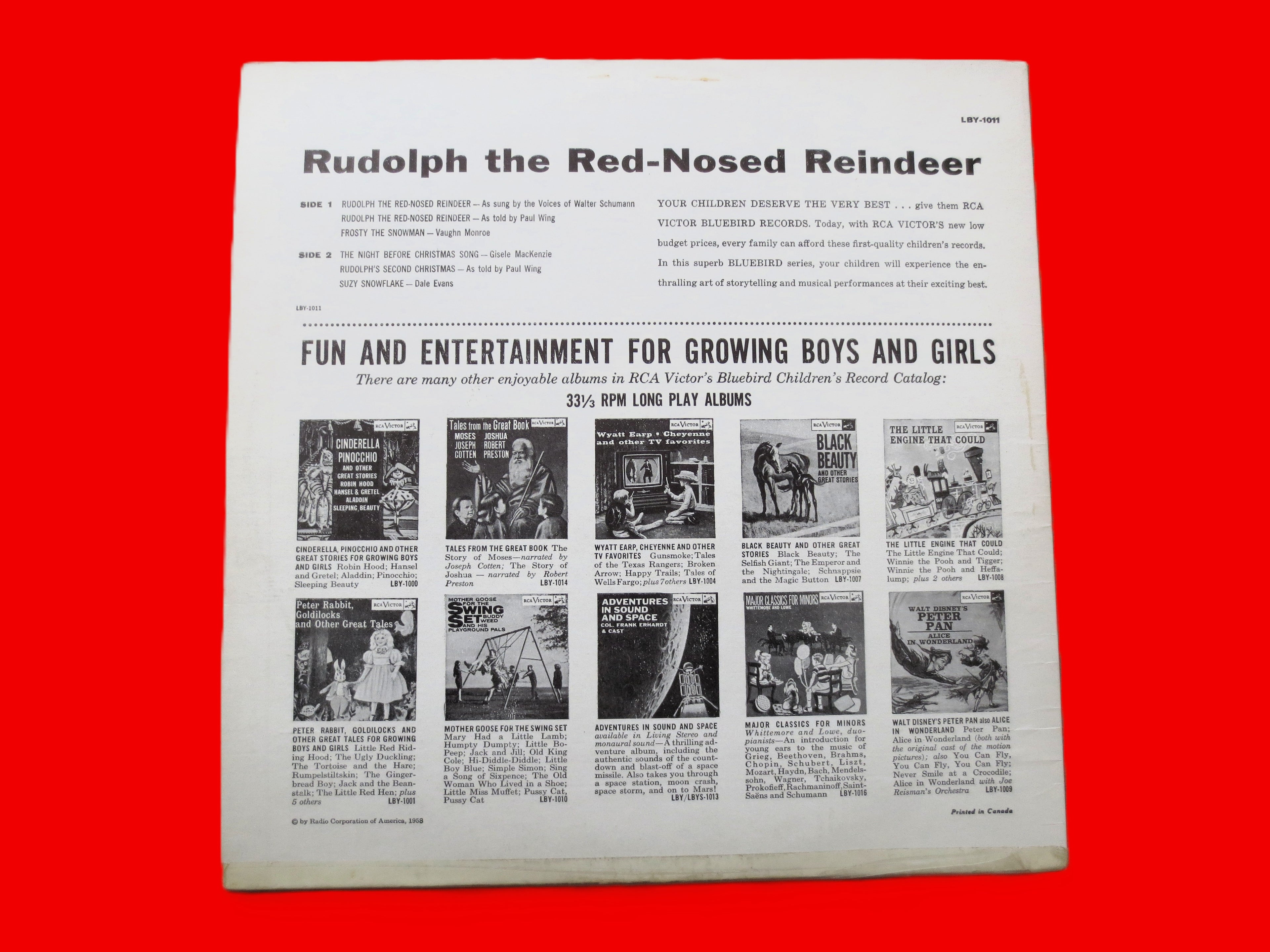 RUDOLPH the RED NOSED Reindeer, Vintage Christmas Album, 1958 Records, Vinyl Lp