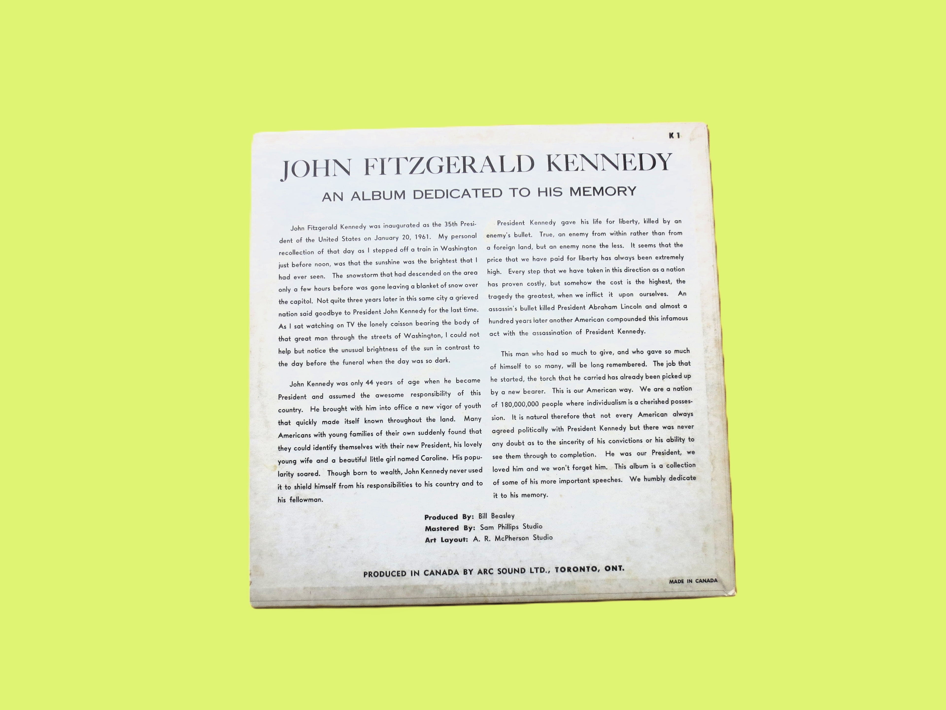 JOHN KENNEDY, Kennedy SPEECHES, Vintage Album, 1963 Records, Vinyl Lp