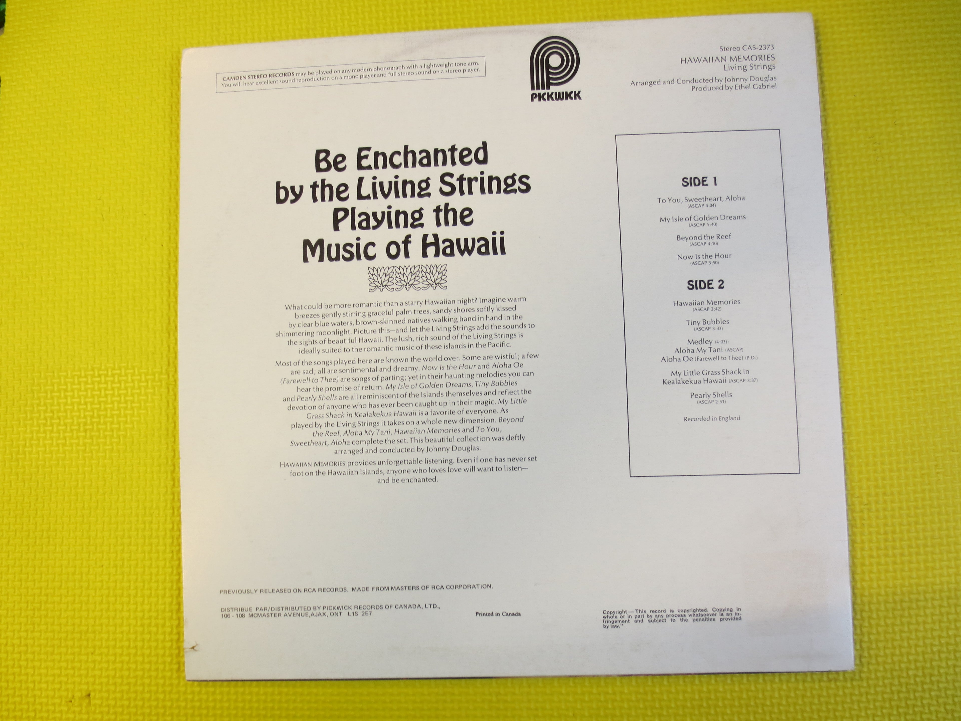 HAWAIIAN MEMORIES, Living STRINGS, Hawaiian Records, Hawaiian Albums, Hawaiian Lps, Hawaiian Music, Hawaiian Songs, Vinyl Lp, 1975 Records