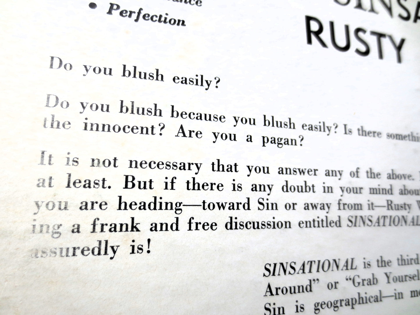 RUSTY WARREN, SINSATIONAL, Comedy Album, 1961 Record, Vinyl Lp