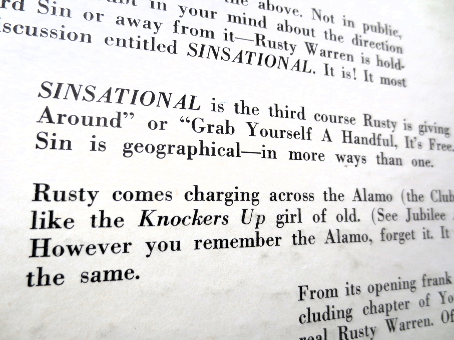 RUSTY WARREN, SINSATIONAL, Comedy Album, 1961 Record, Vinyl Lp
