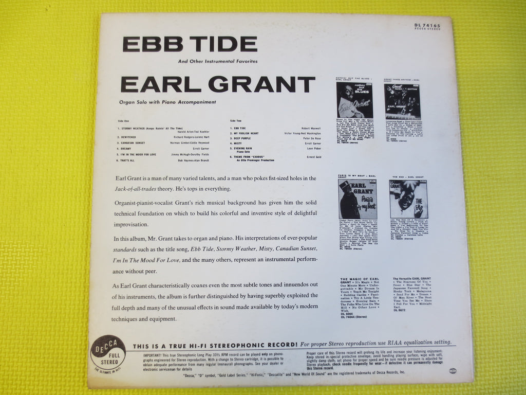 Earl Grant – Ebb Tide (1961) Vinyl LP