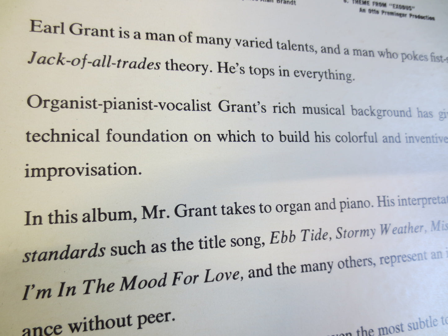 EARL GRANT, EBB Tide, Earl Grant Record, Earl Grant Album, Earl Grant Lp, Jazz Record, Jazz Album, Vintage Records, Jazz Lp, 1961 Records