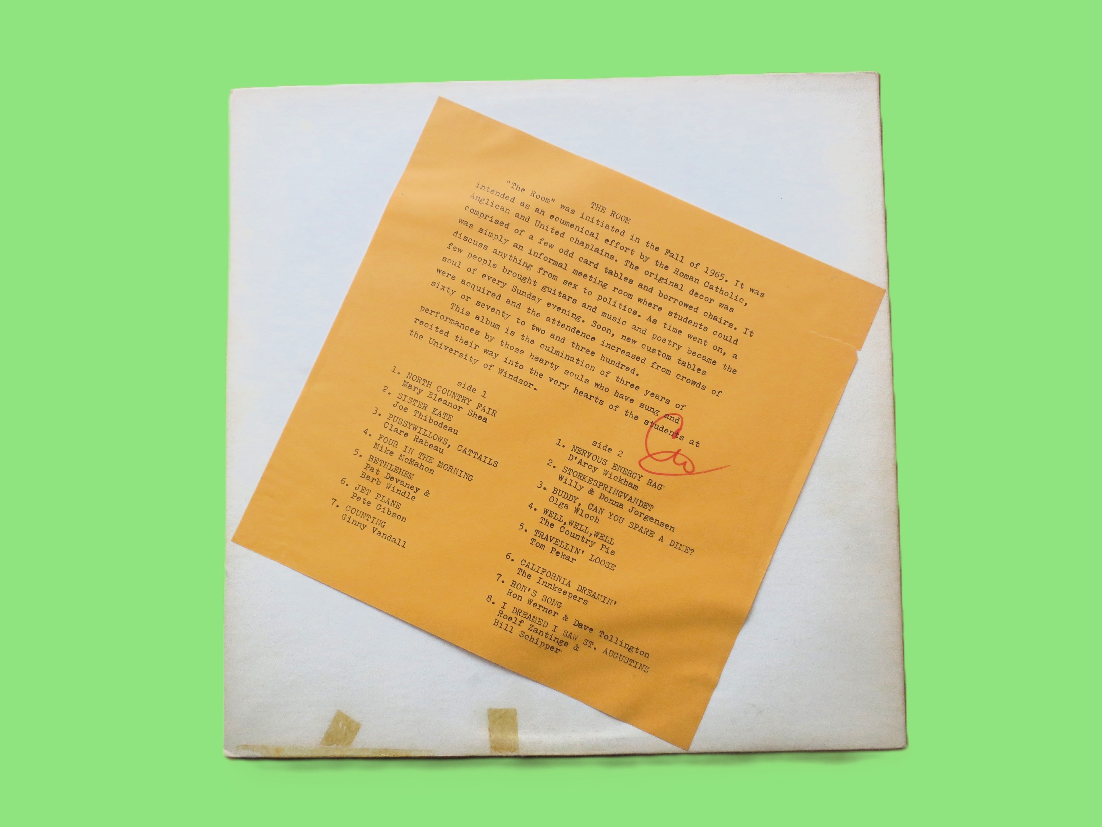 The ROOM, University of WINDSOR, Very RARE, Vintage Album, 1965 Record, Vinyl Lp