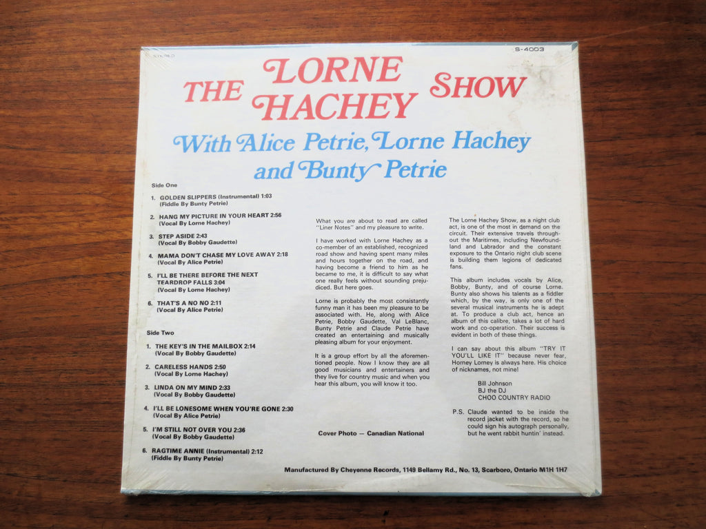 The Lorne Hachey Show – CHOO Country Radio (c.1975) Vinyl LP — Factory Sealed