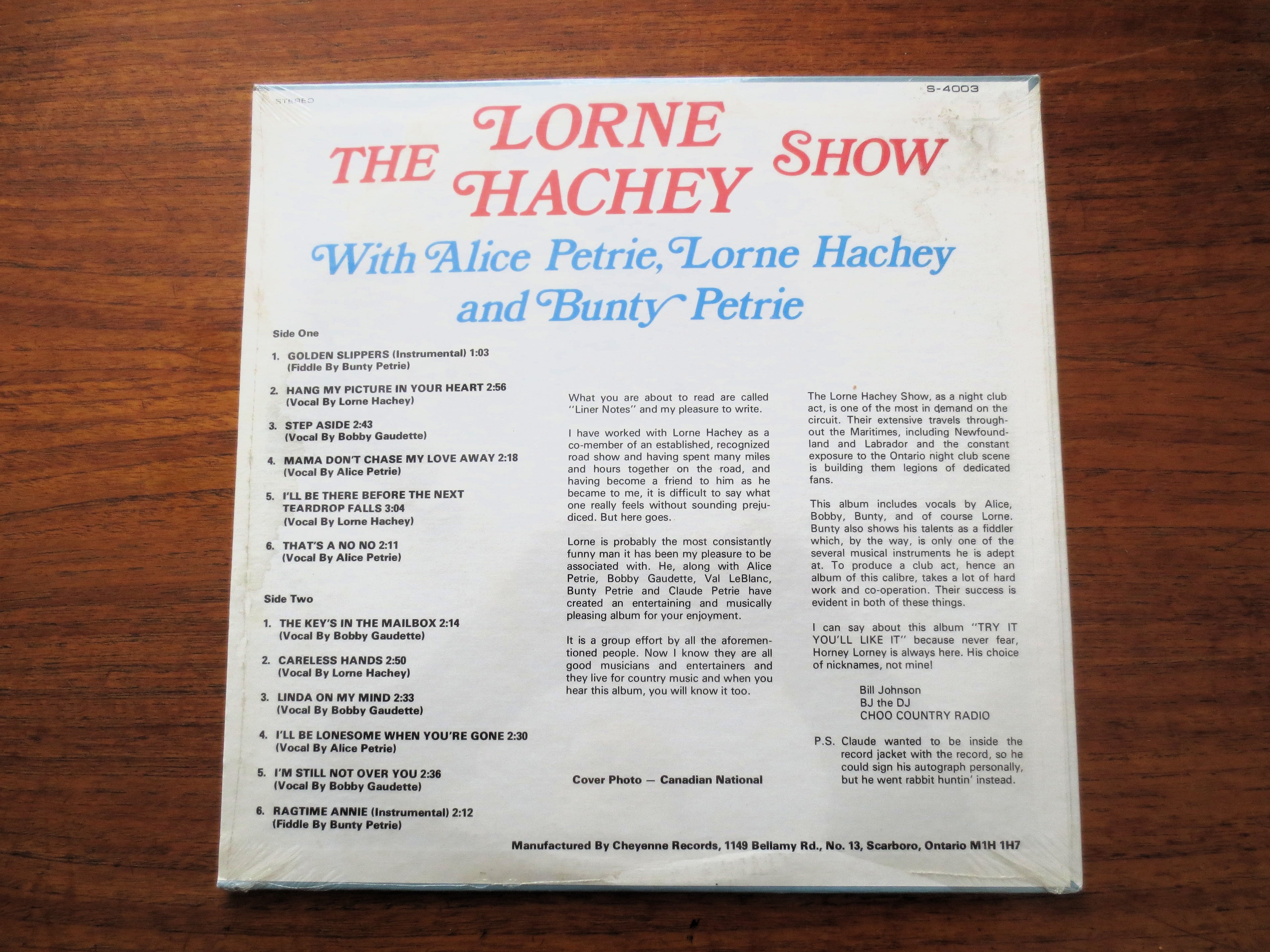 The Lorne Hachey Show – CHOO Country Radio (c.1975) Vinyl LP — Factory Sealed