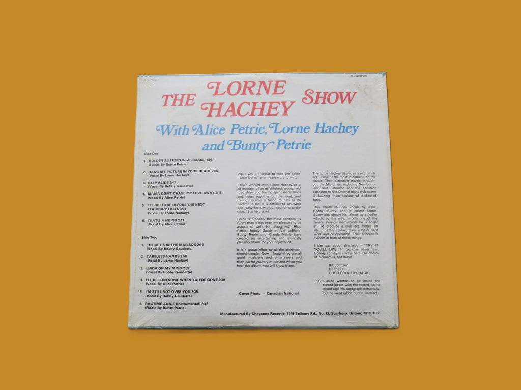 The Lorne Hachey Show – CHOO Country Radio (c.1975) Vinyl LP — Factory Sealed