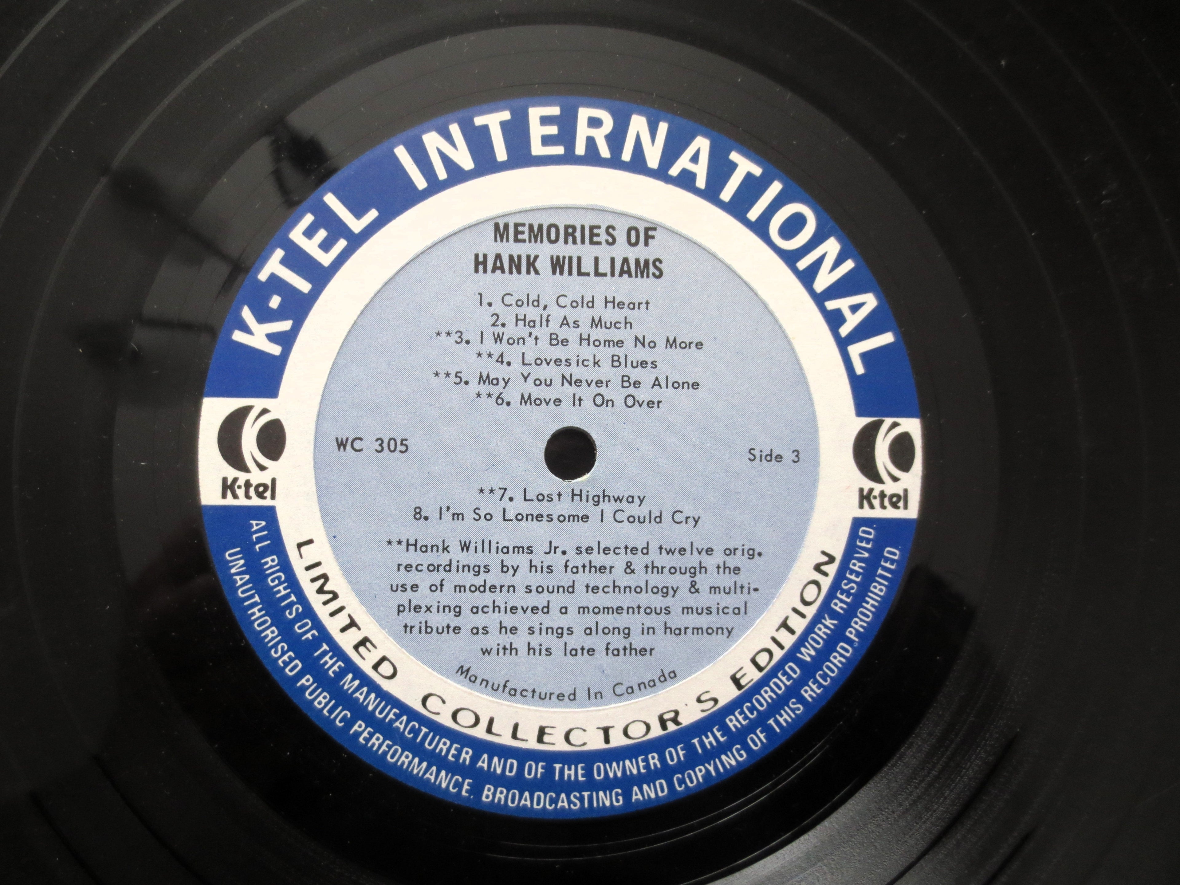 Hank Williams – Memories (K-Tel, 1973) Vinyl 2xLP