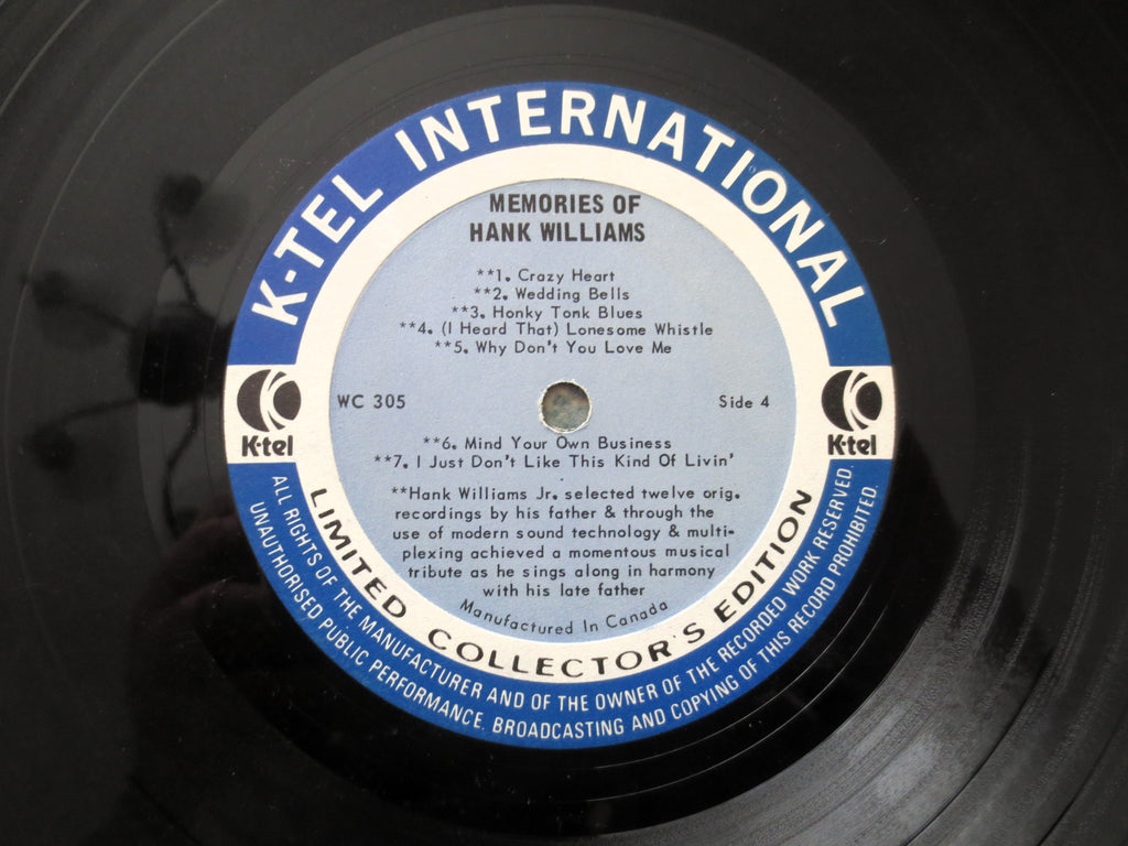 Hank Williams – Memories (K-Tel, 1973) Vinyl 2xLP