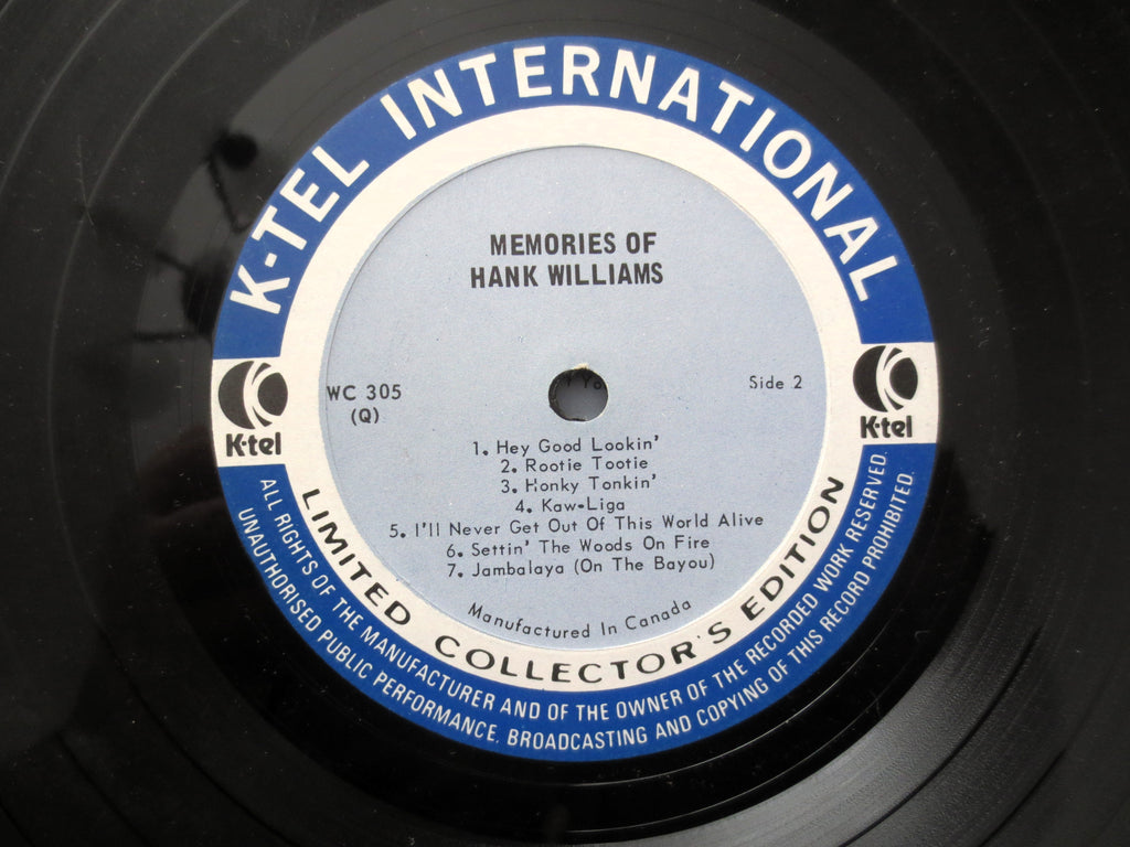 Hank Williams – Memories (K-Tel, 1973) Vinyl 2xLP