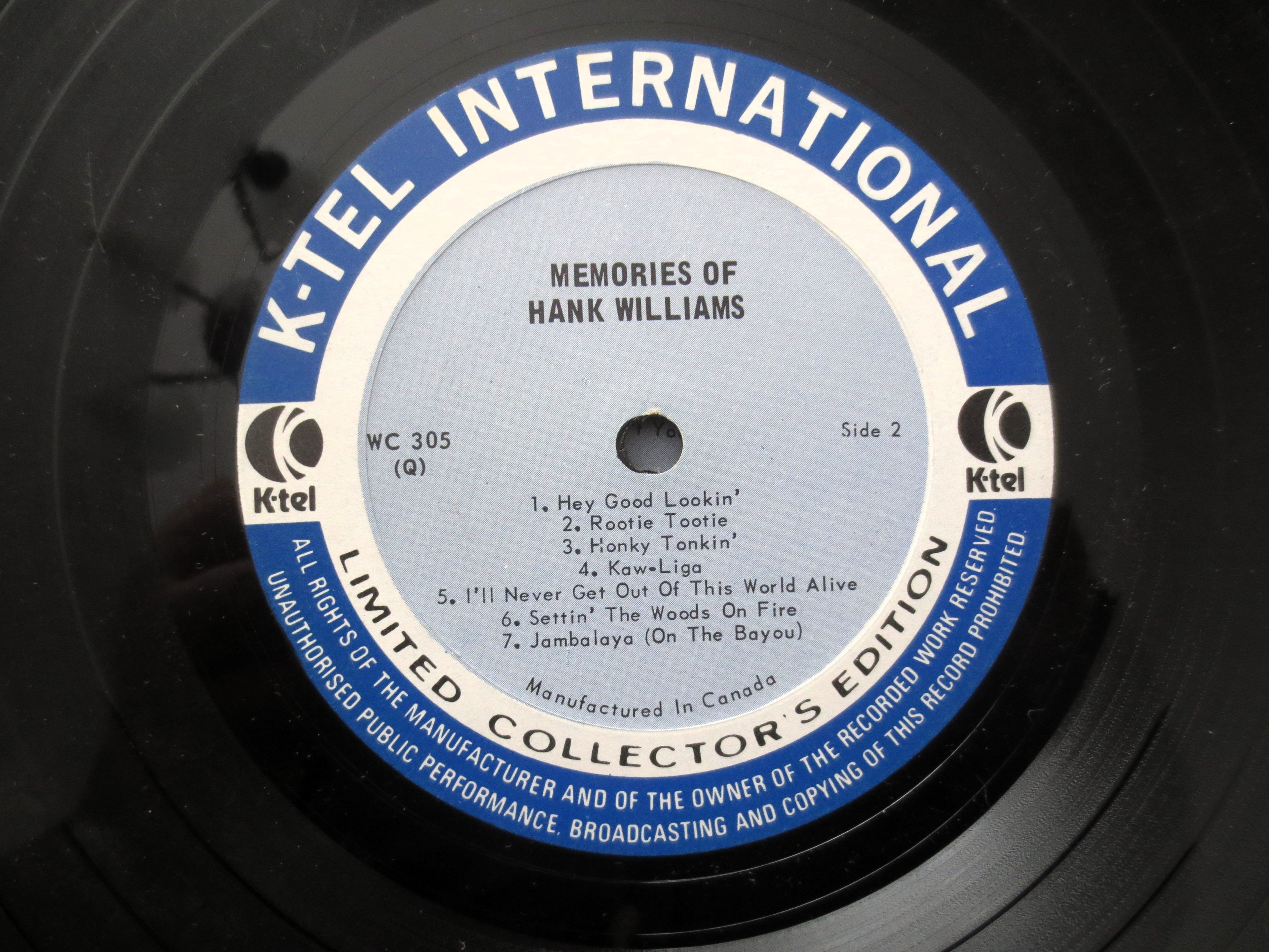 Hank Williams – Memories (K-Tel, 1973) Vinyl 2xLP