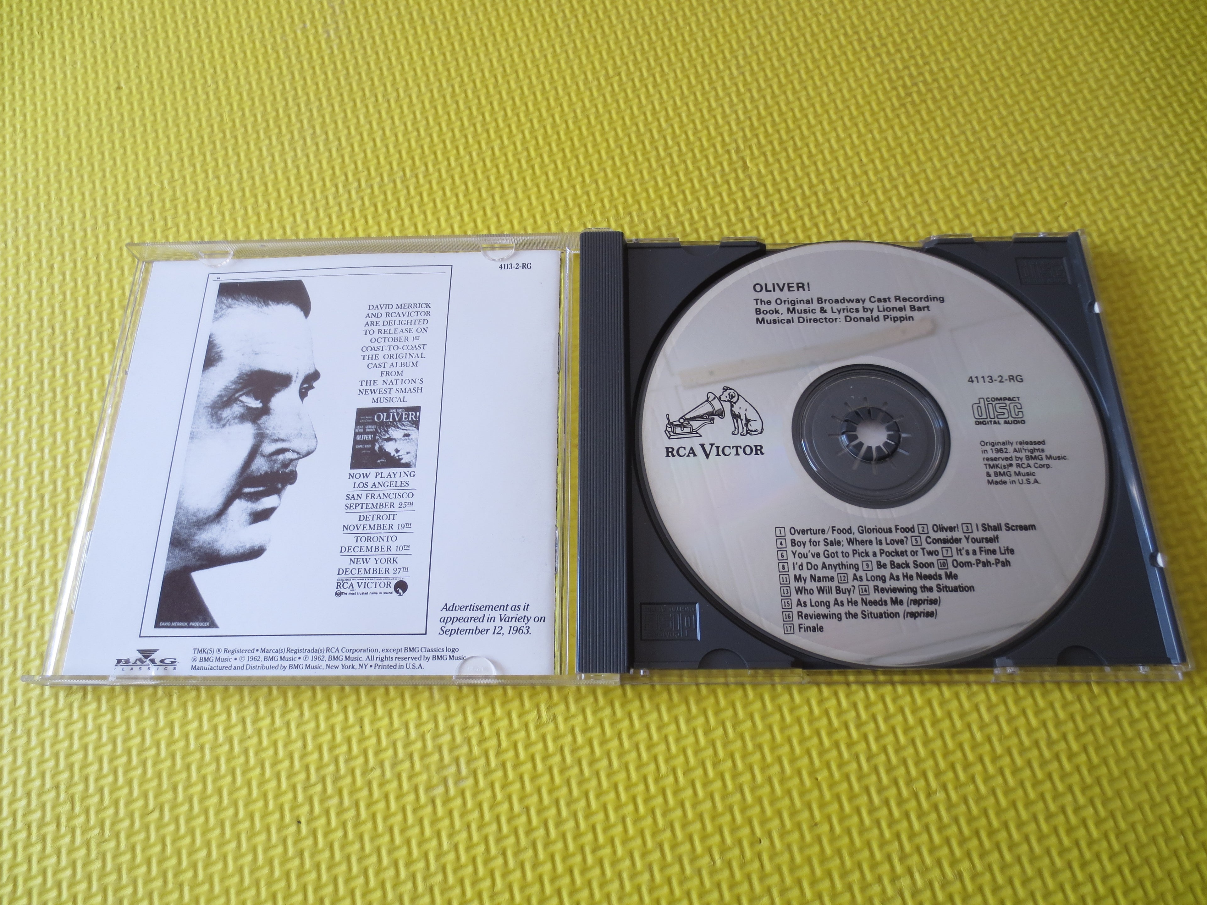 OLIVER!, Broadway Soundtrack, 1985 Compact Disc, Vintage Cd