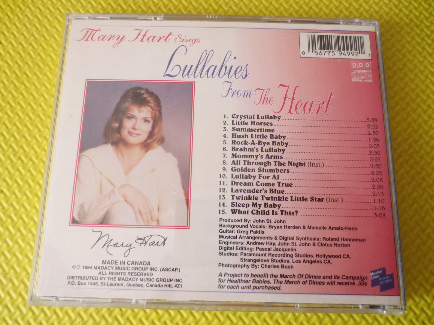 MARY HART, LULLABIES From the Heart, Mary Hart Cd, Lullabies Cd, Kids Compact Disc, Childrens Cd, Kids Cd, Childrens Music