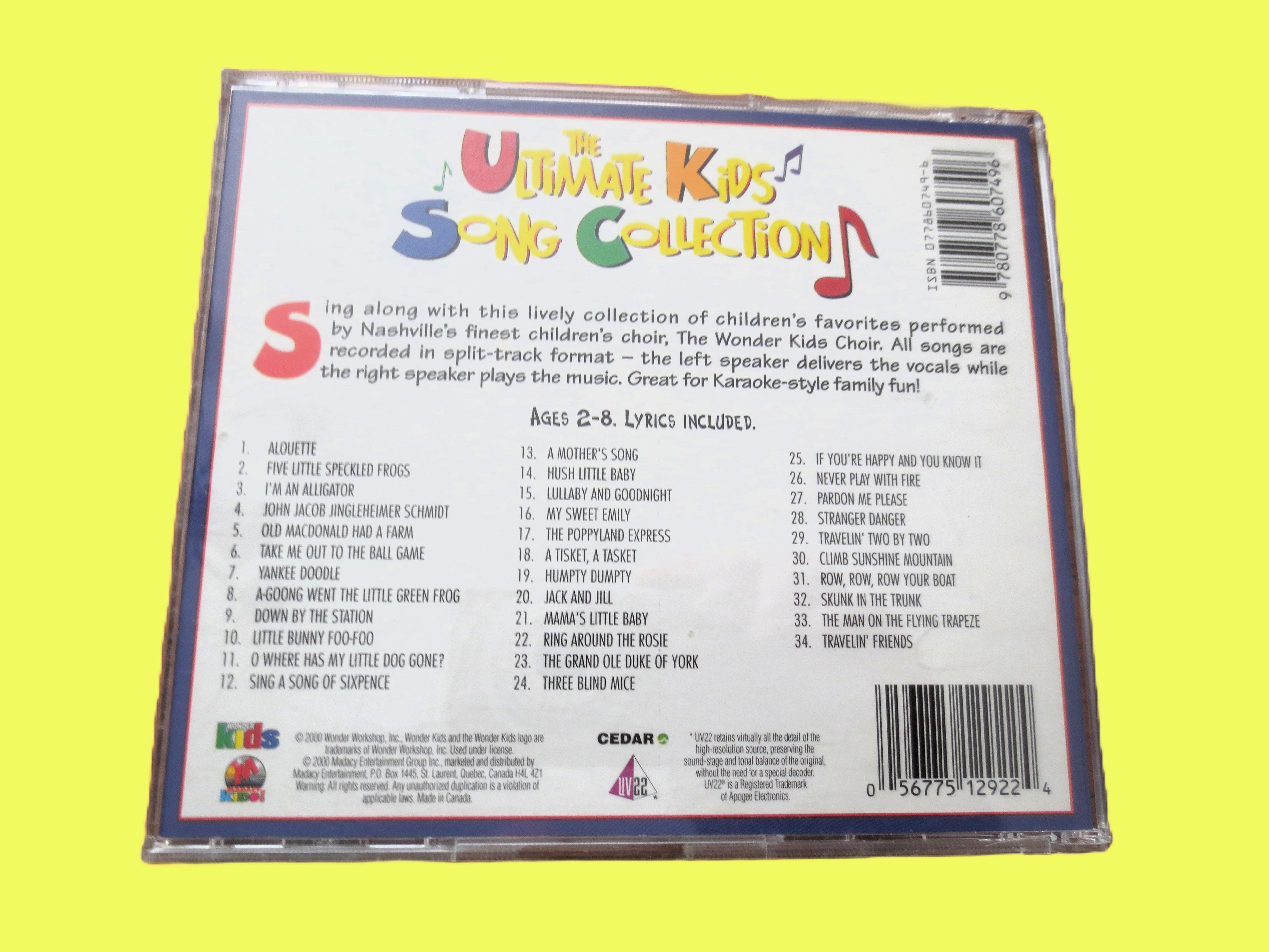 The Ultimate KIDS SONG COLLECTION, Volume 1, Children's Music, 2000 Compact Disc, Vintage Cd