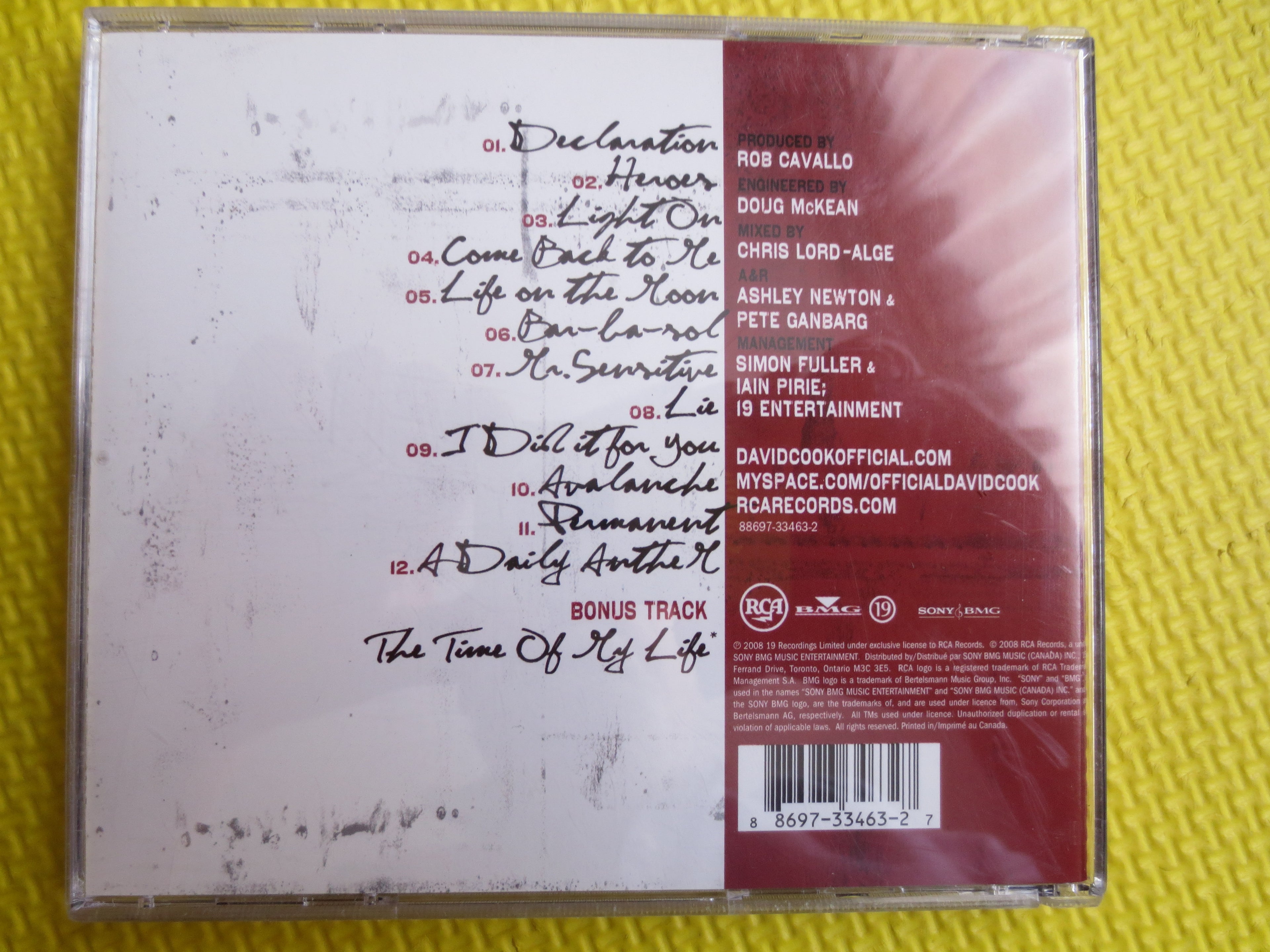 DAVID COOK, Rock Music, 2008 Compact Disc, Vintage Cd