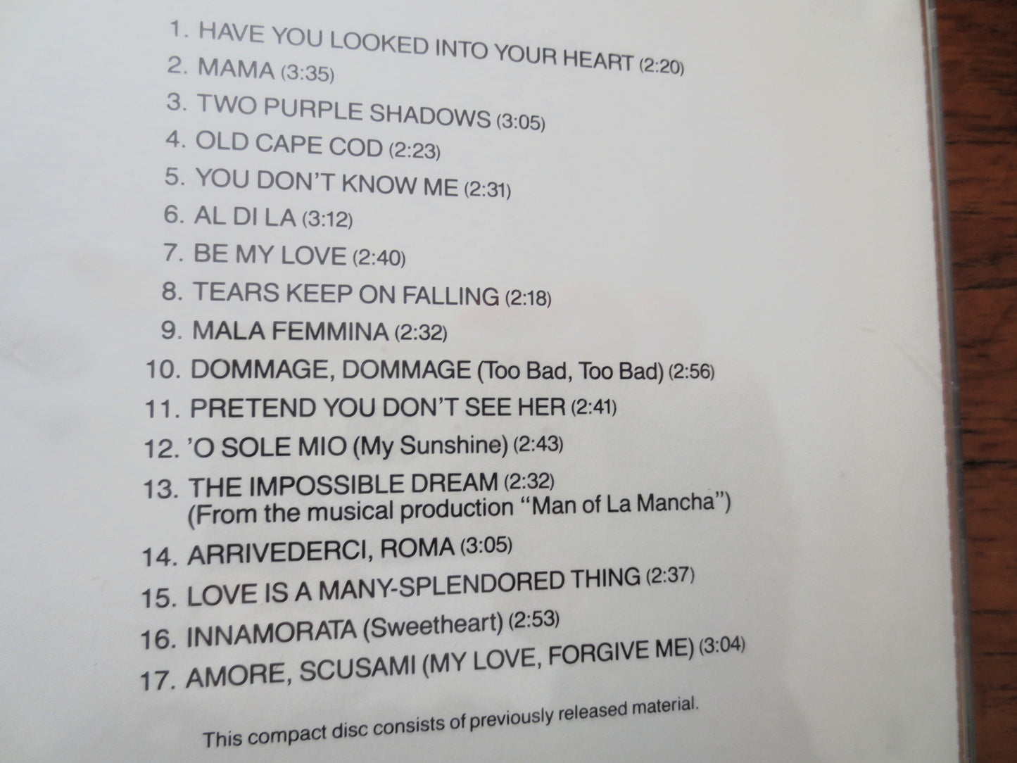 JERRY VALE, 17 Most Requested Songs, 1986 Compact Disc, Vintage Cd