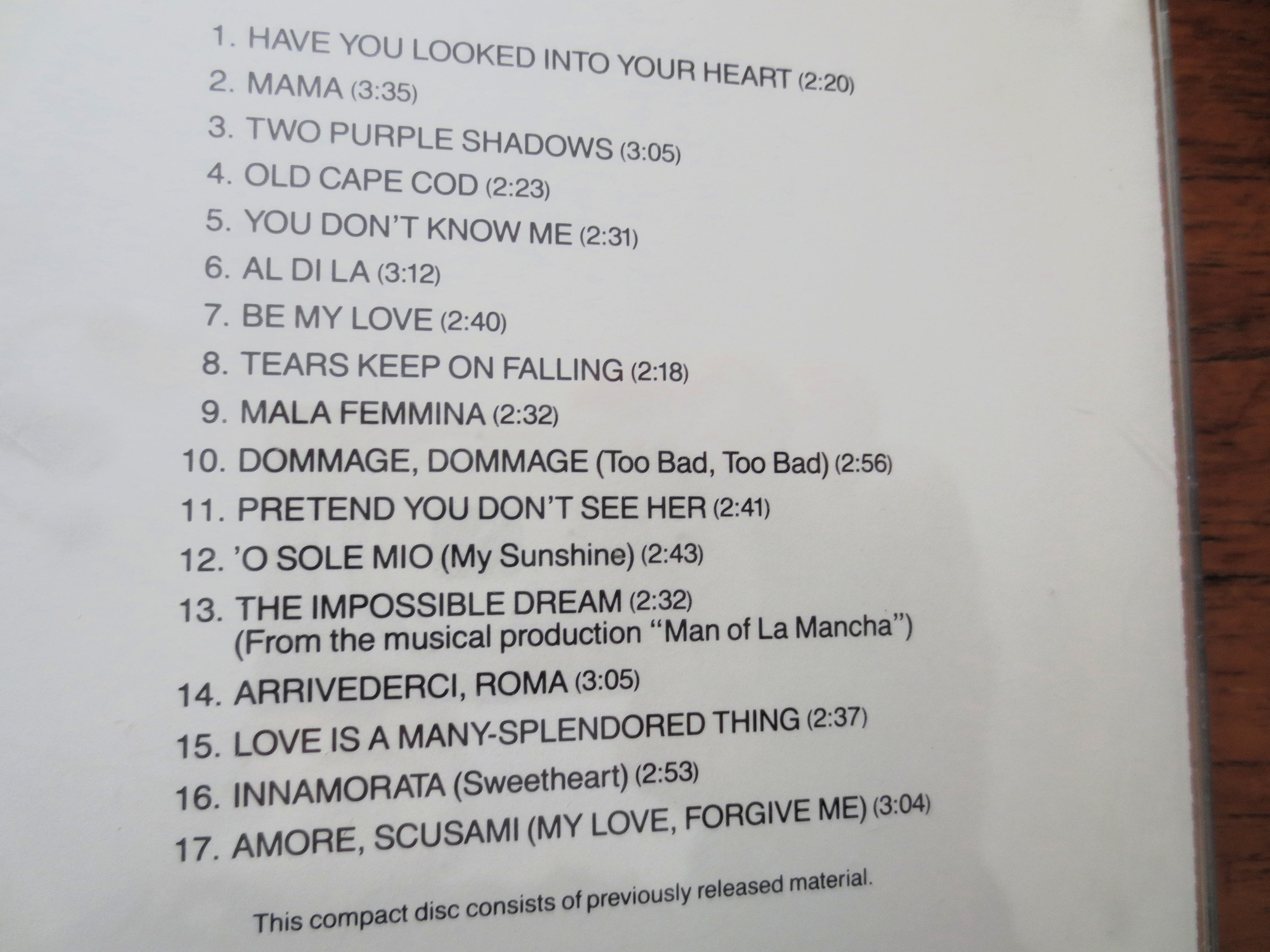 JERRY VALE, 17 Most Requested Songs, 1986 Compact Disc, Vintage Cd