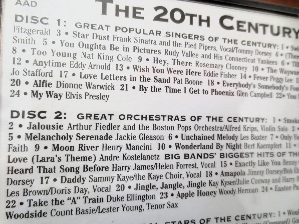 20th Century in Music, READERS DIGEST, Double Disc, 2000 Compact Disc, Vintage Cd