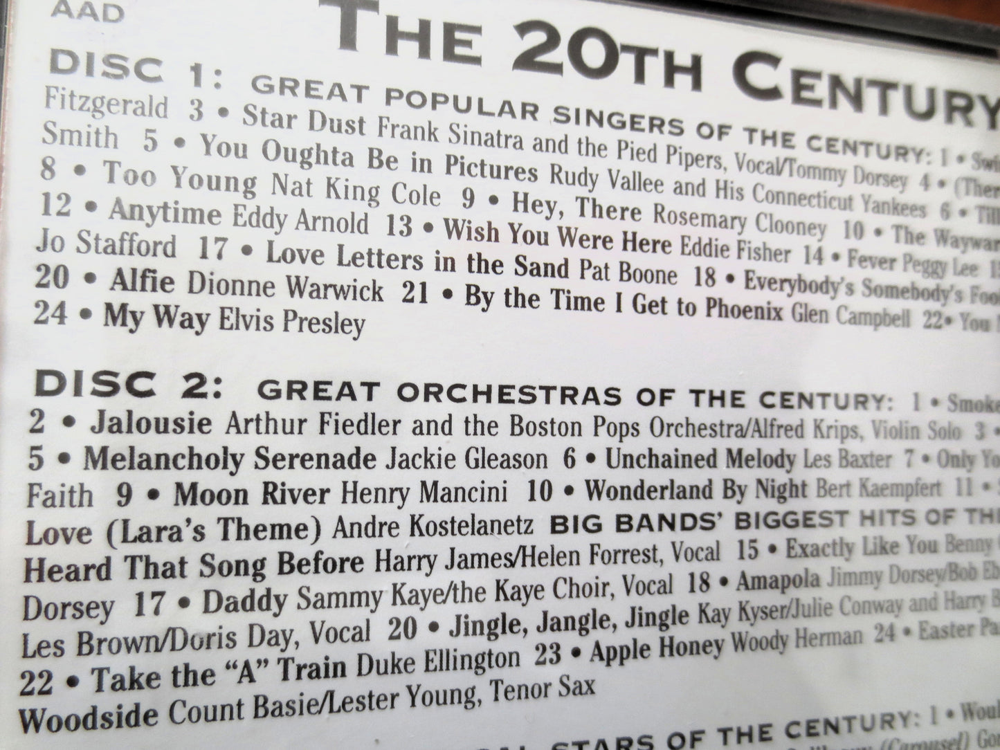 20th Century in Music, READERS DIGEST, Double Disc, 2000 Compact Disc, Vintage Cd