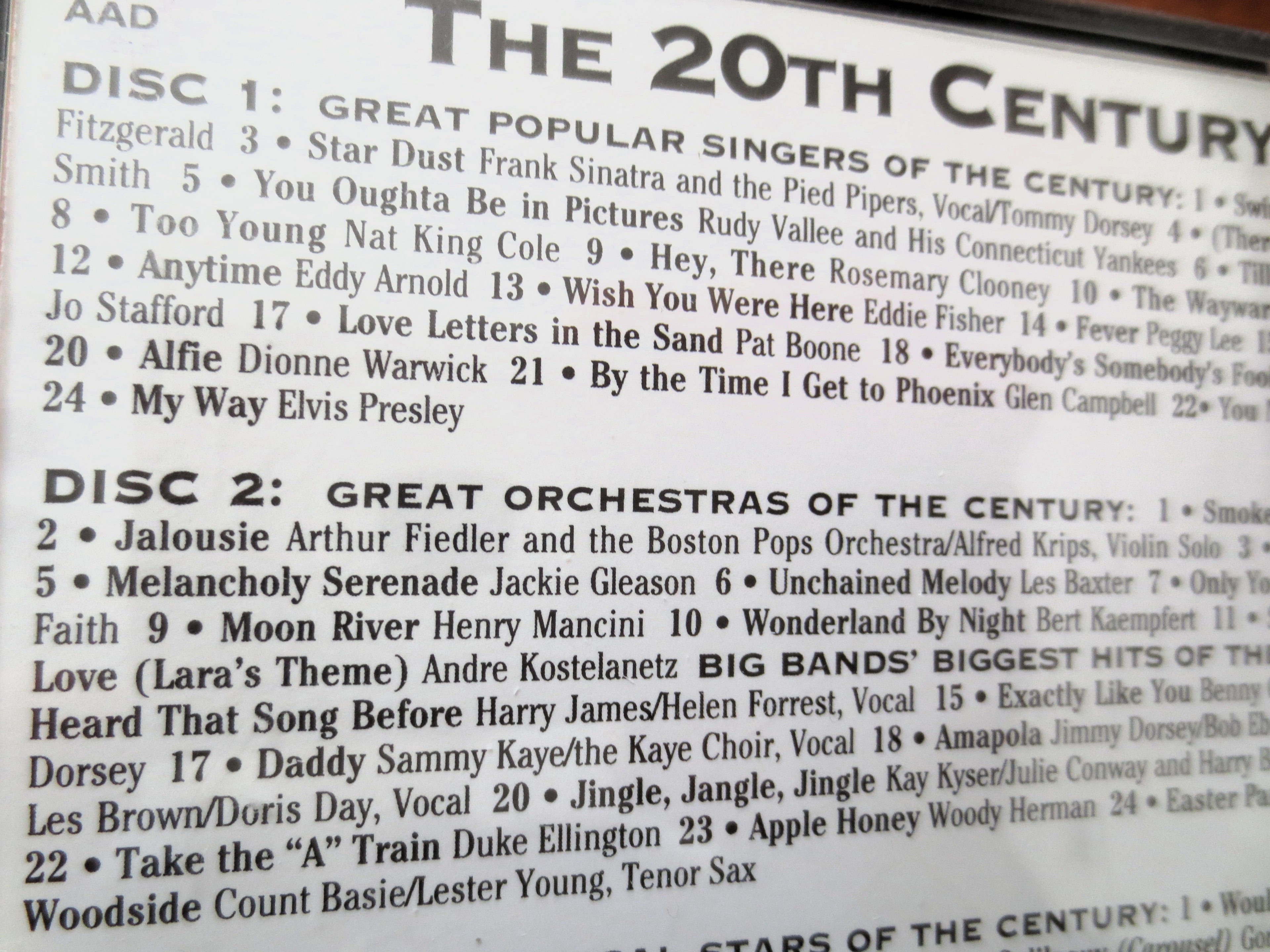 20th Century in Music, READERS DIGEST, Double Disc, 2000 Compact Disc, Vintage Cd