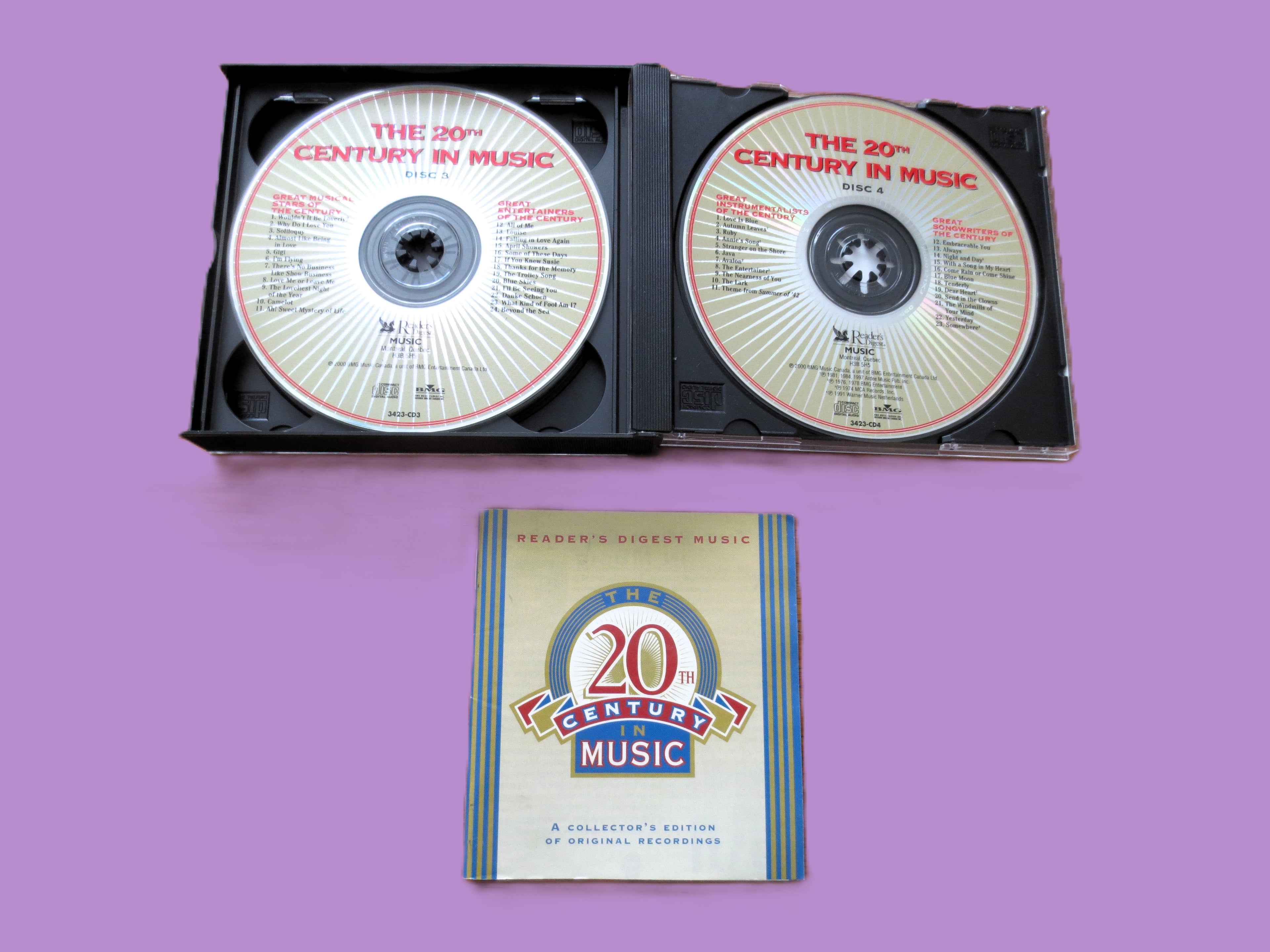 20th Century in Music, READERS DIGEST, Double Disc, 2000 Compact Disc, Vintage Cd