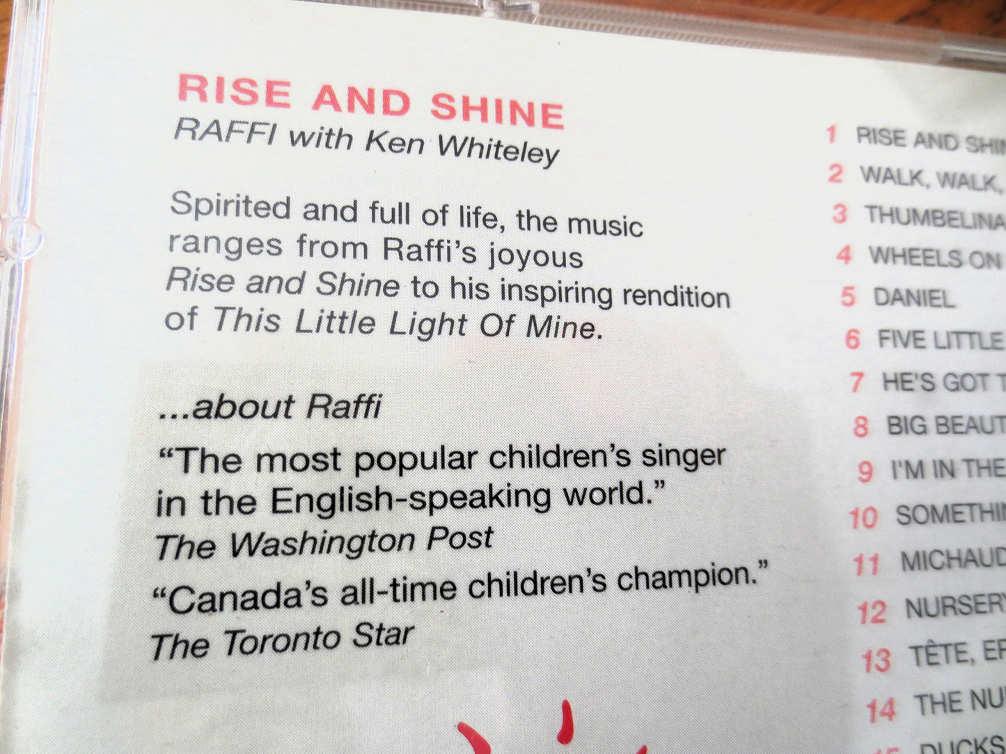 RAFFI, Rise and Shine, Children's Music, 1982 Compact Disc, Vintage Cd