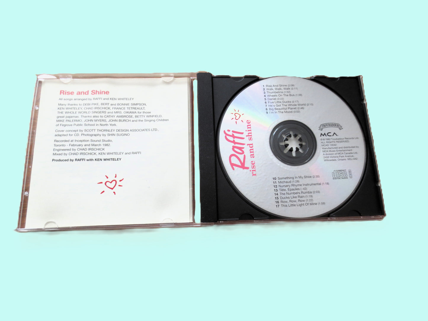 RAFFI, Rise and Shine, Children's Music, 1982 Compact Disc, Vintage Cd