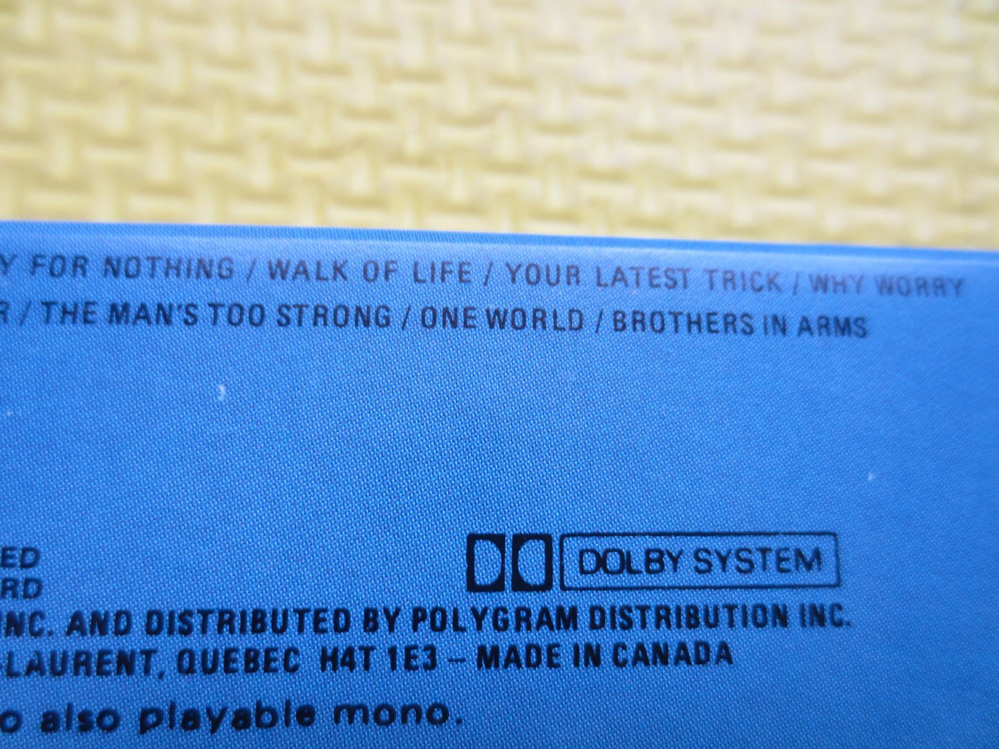 DIRE STRAITS, UNCENSORED, Brothers in Arms, Dire Straits Tape, Dire Straits Cassette, Dire Straits Album, Classic Rock Tape, 1985 Cassette