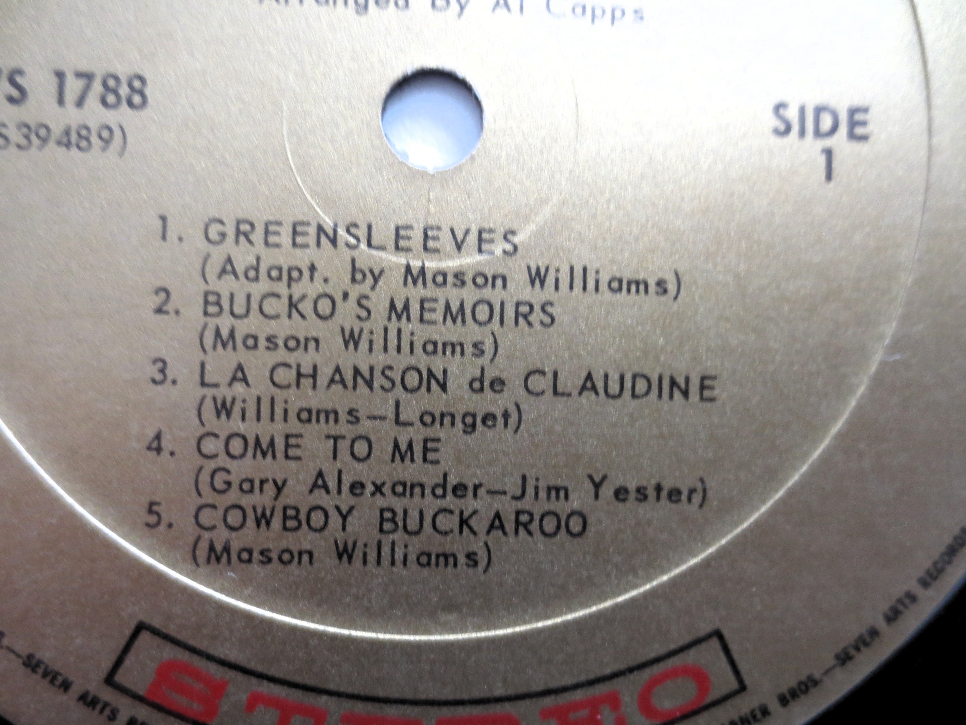 Music By MASON WILLIAMS, Vintage Album, 1969 Record, Vinyl Lp