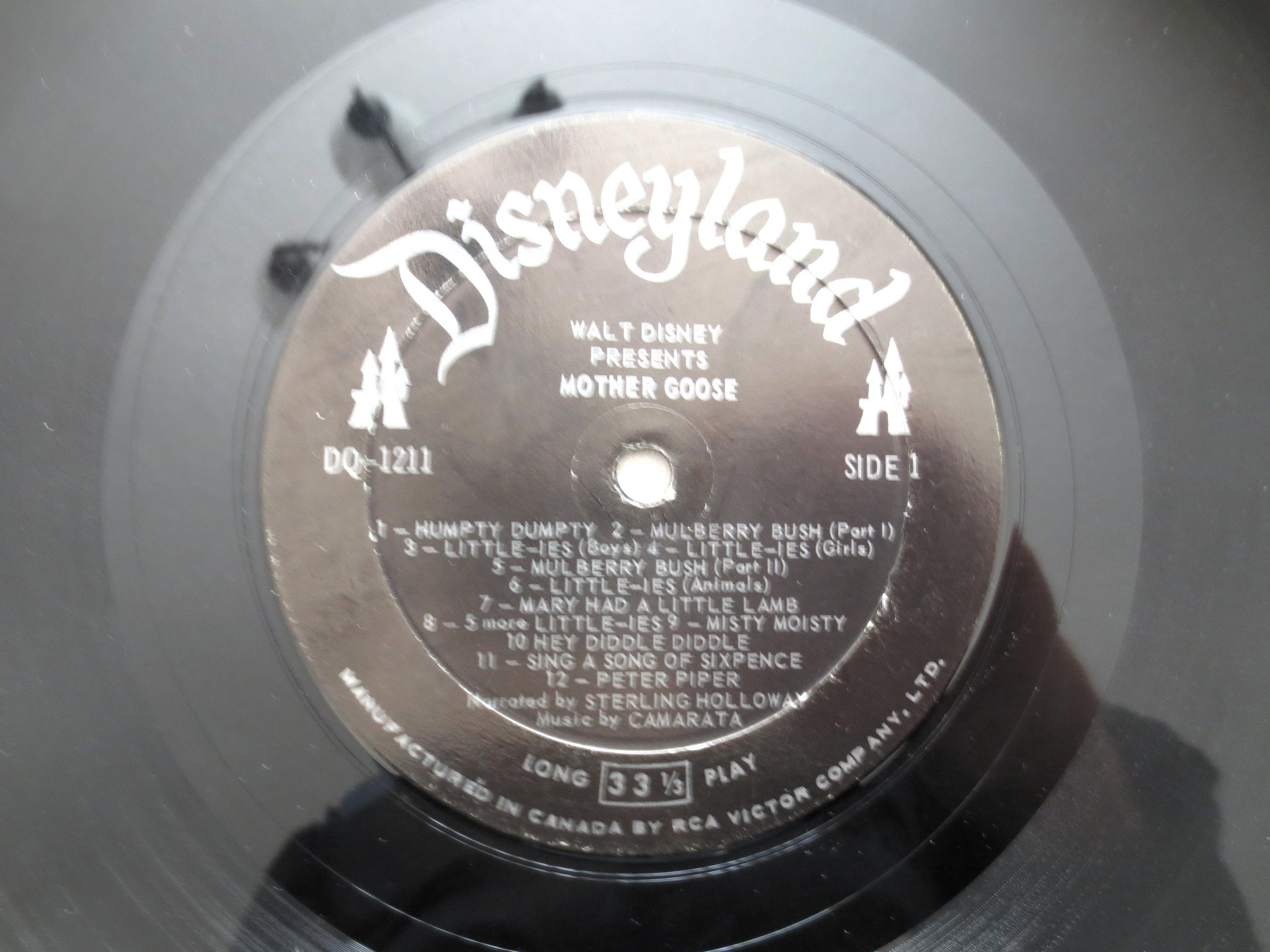 MOTHER GOOSE, Nursery Rhymes, DISNEYLAND Record, 1964 Record, Vinyl Lp