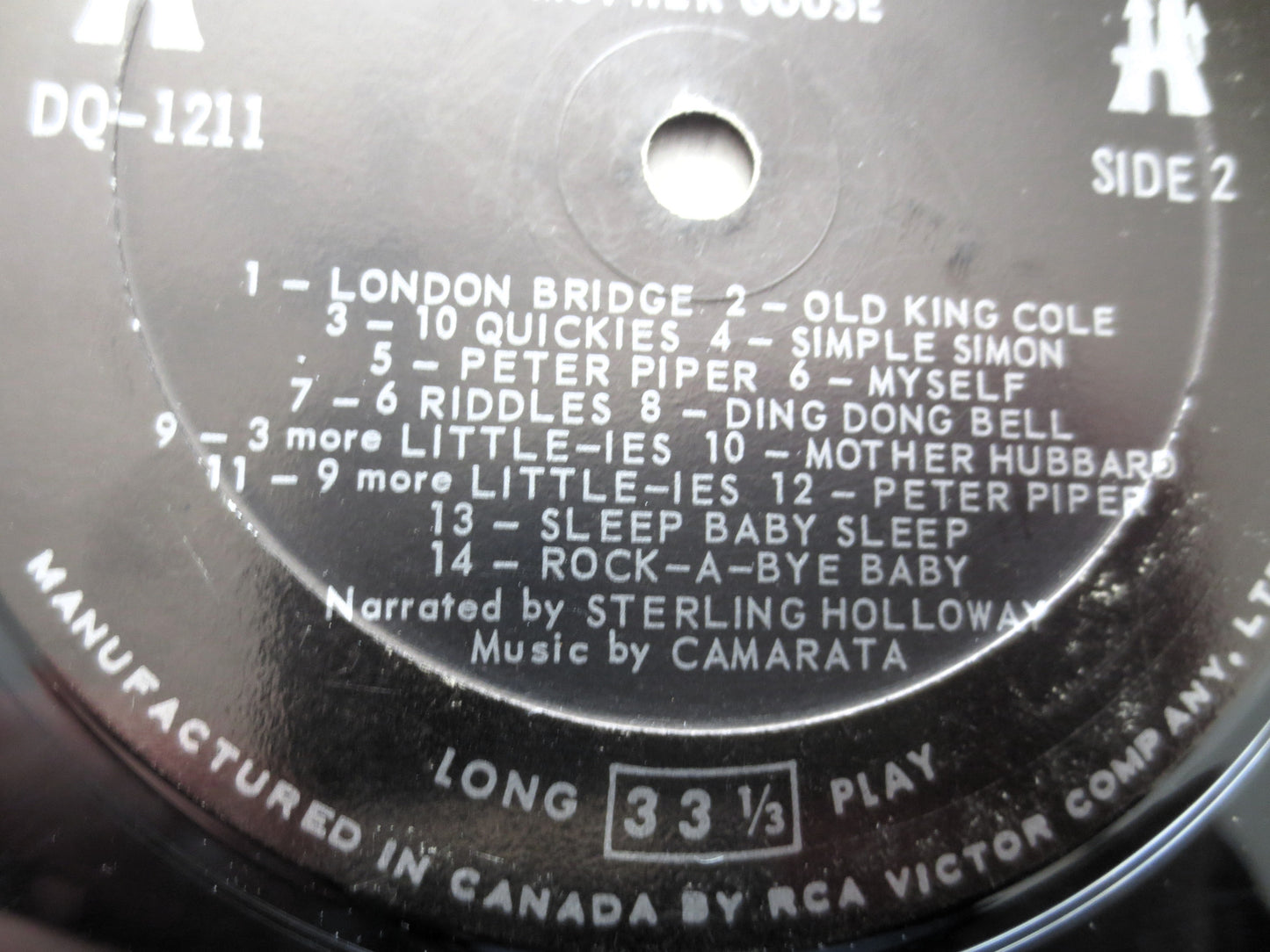 MOTHER GOOSE, Nursery Rhymes, DISNEYLAND Record, 1964 Record, Vinyl Lp