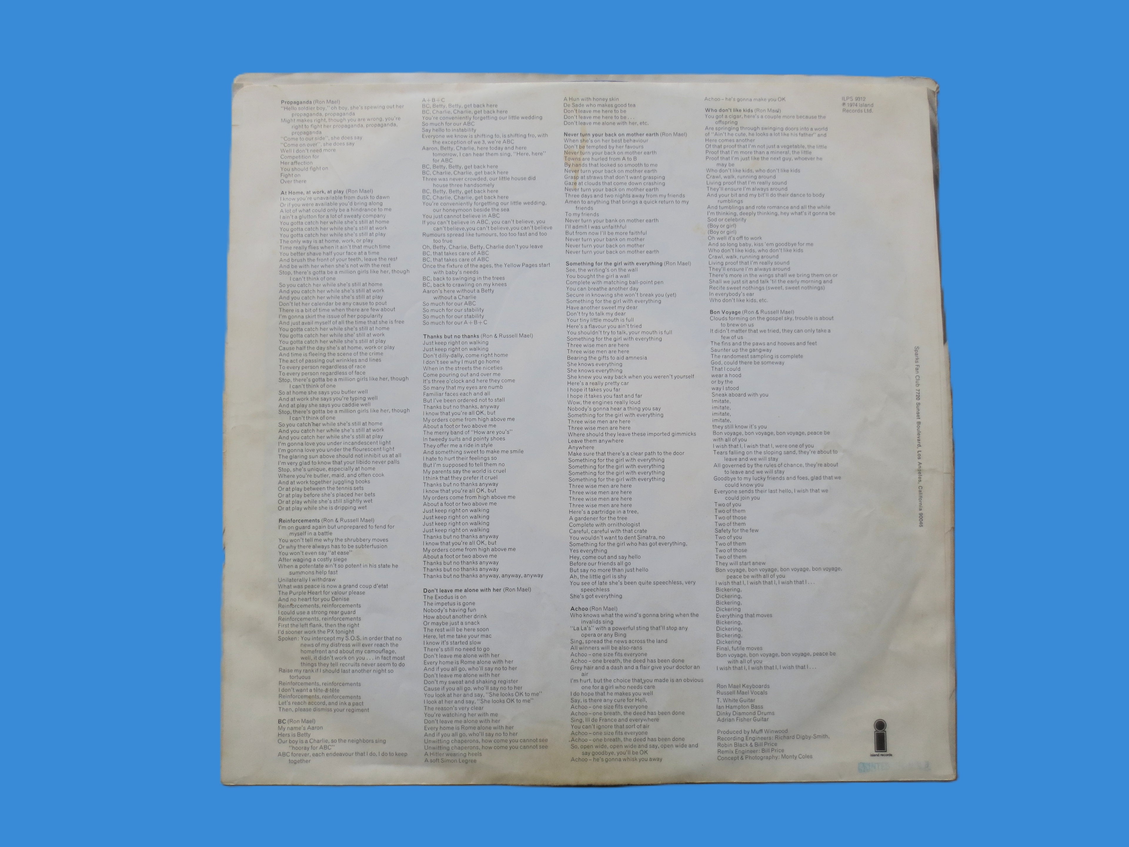Sparks – Propaganda (1974) Vinyl LP, 004