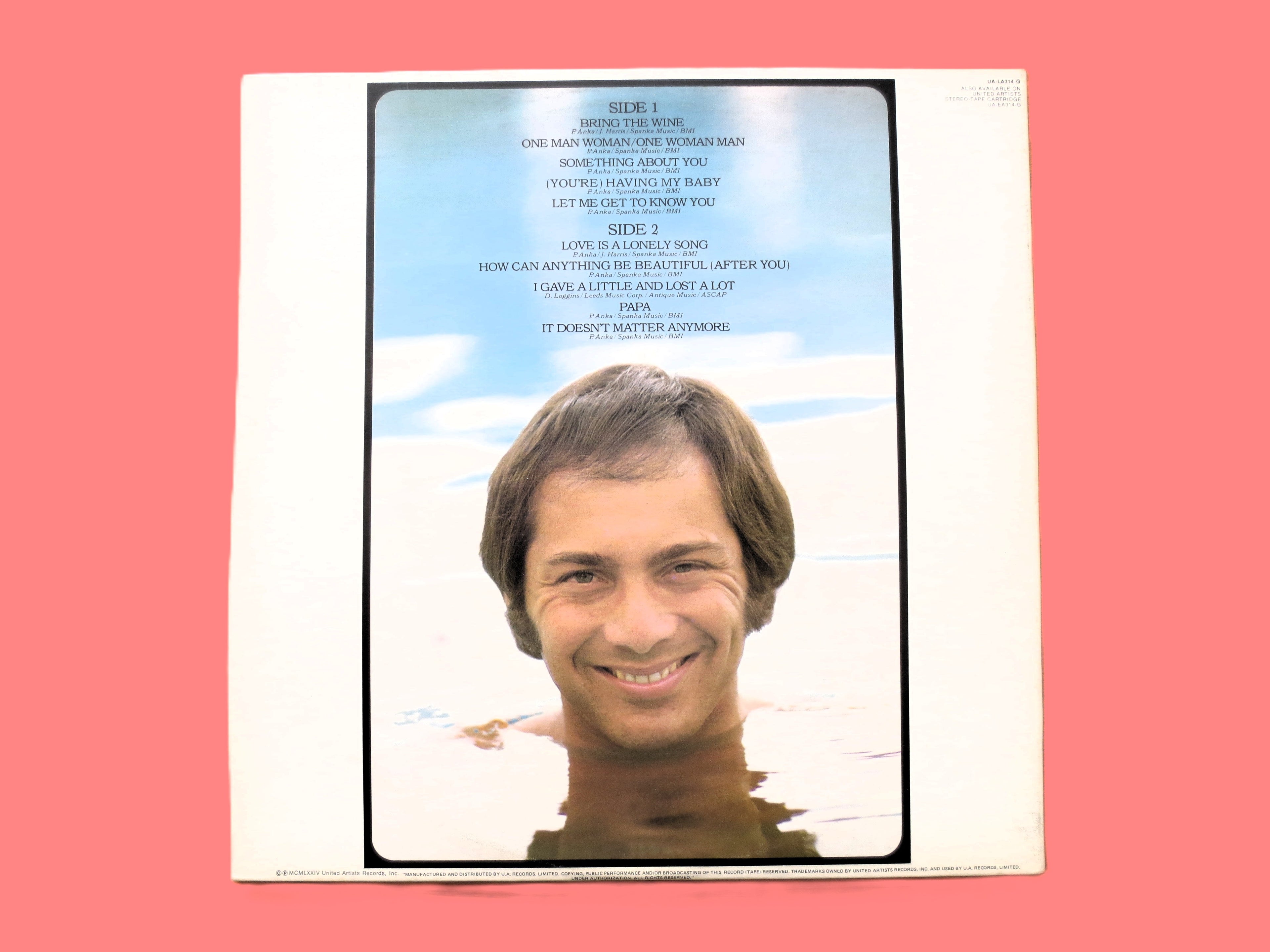 PAUL ANKA, Greatest Hits, Vintage Album, 1974 Record, Vinyl Lp