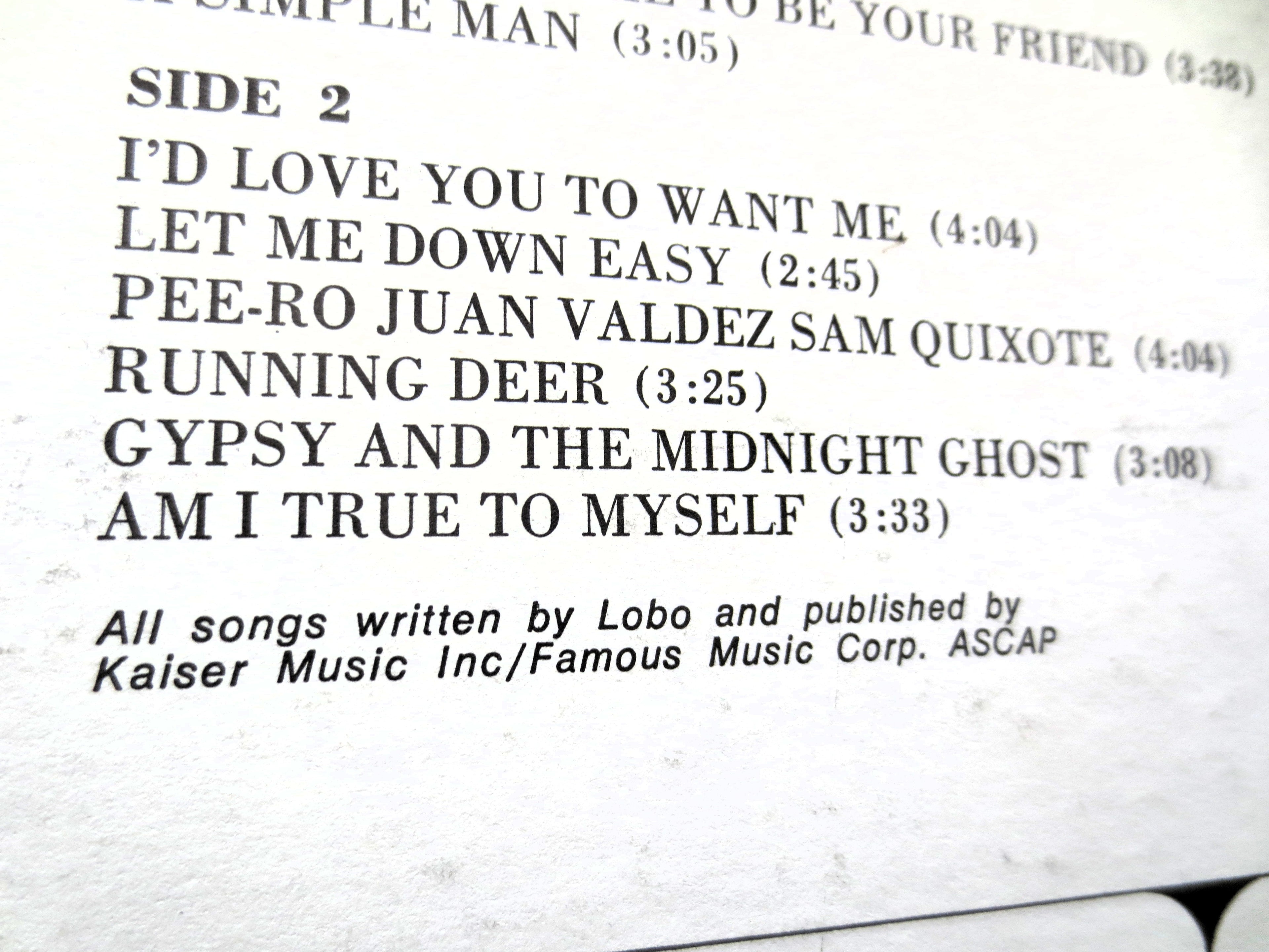 LOBO, Of a Simple Man, Vintage Album, 1972 Record, Vinyl Lp