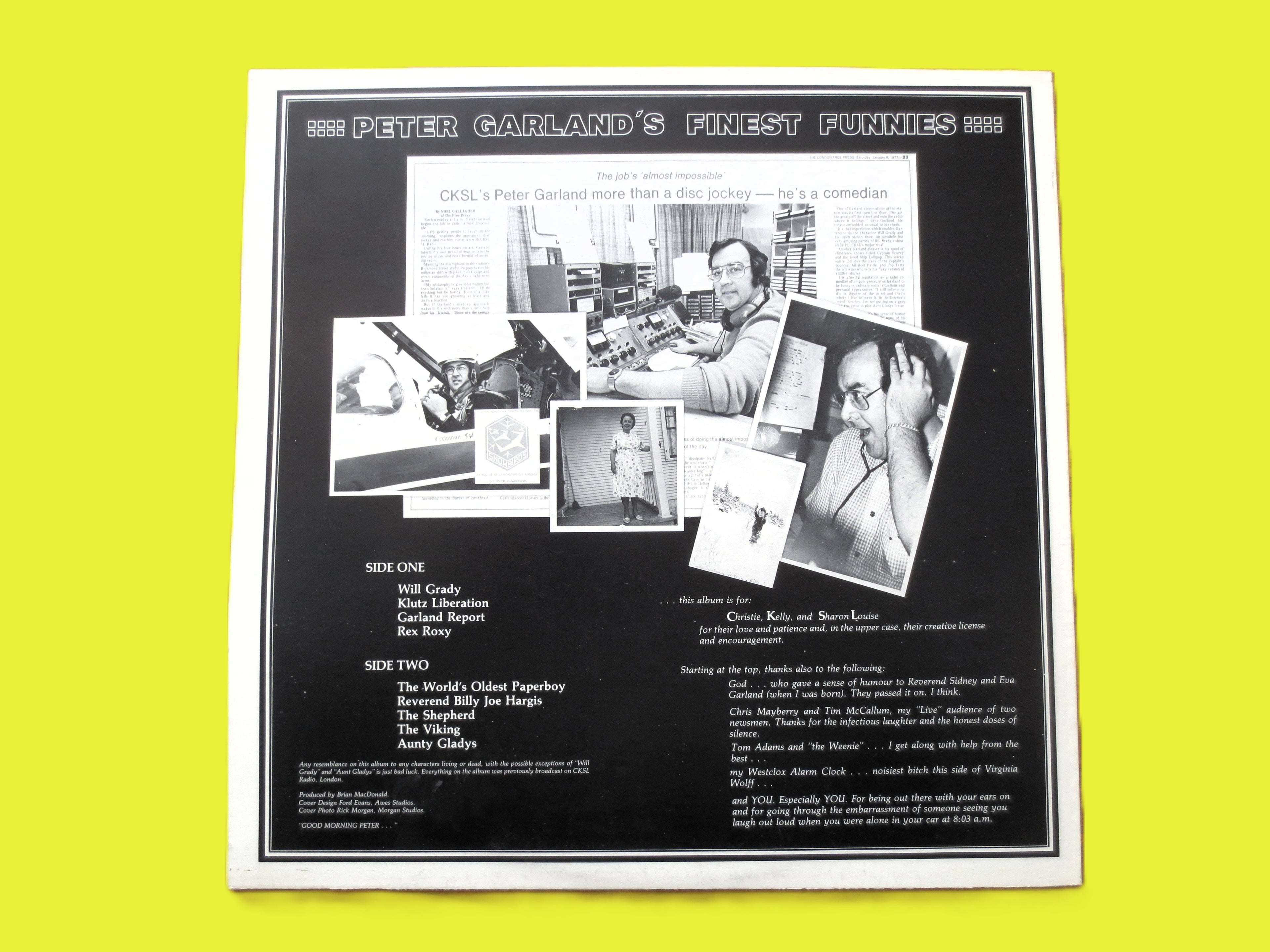 Peter Garland – Peter Garland’s Finest Funnies (1977) Vinyl LP – Autographed